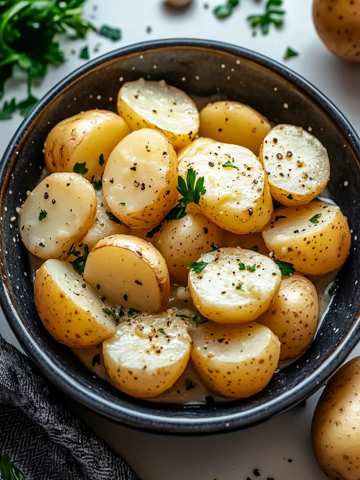 Creamy Garlic Sauce Baby Potatoes