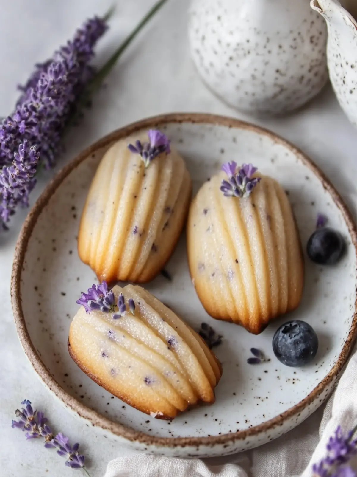 Blueberry Lavender Vegan Madeleines
