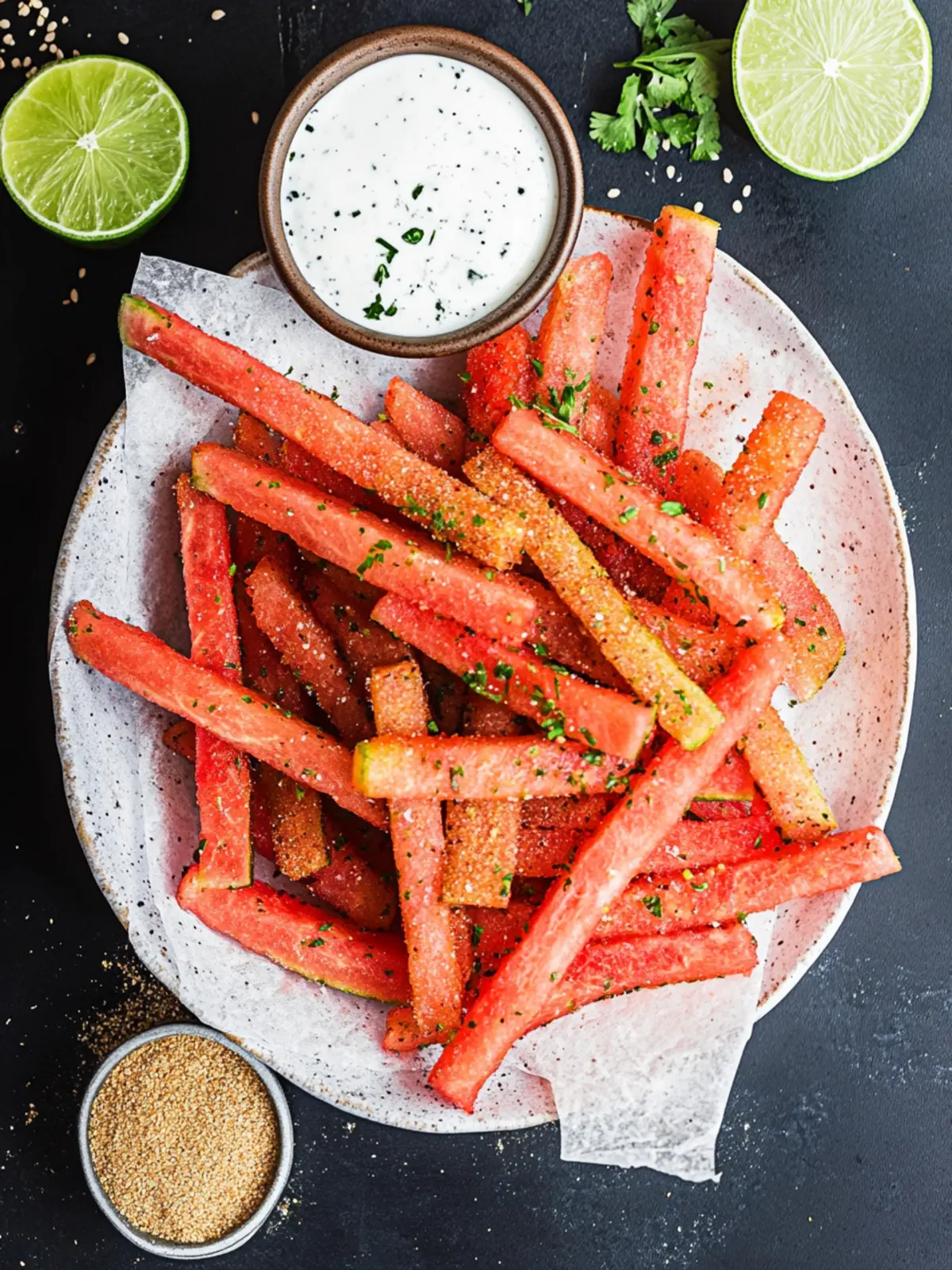 Spicy Watermelon Fries with Zesty Coconut Lime Dip Spicy Watermelon Fries