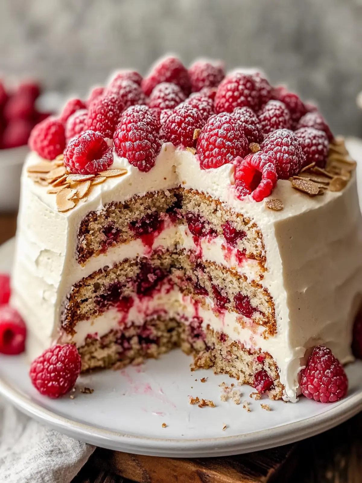 Delicious Almond Raspberry Cake with Cream Cheese Frosting Recipe Almond Raspberry Cake With Cream Cheese Frosting