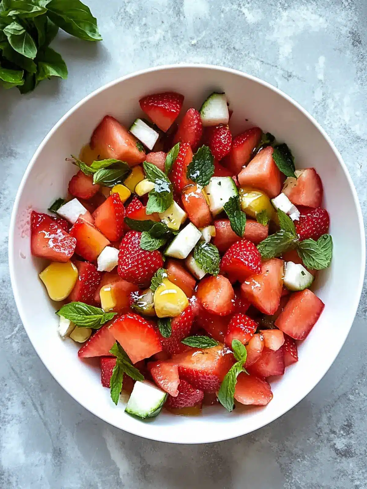 Watermelon Strawberry Salad with Honey Dressing Delight Watermelon Strawberry Salad with Honey Dressing