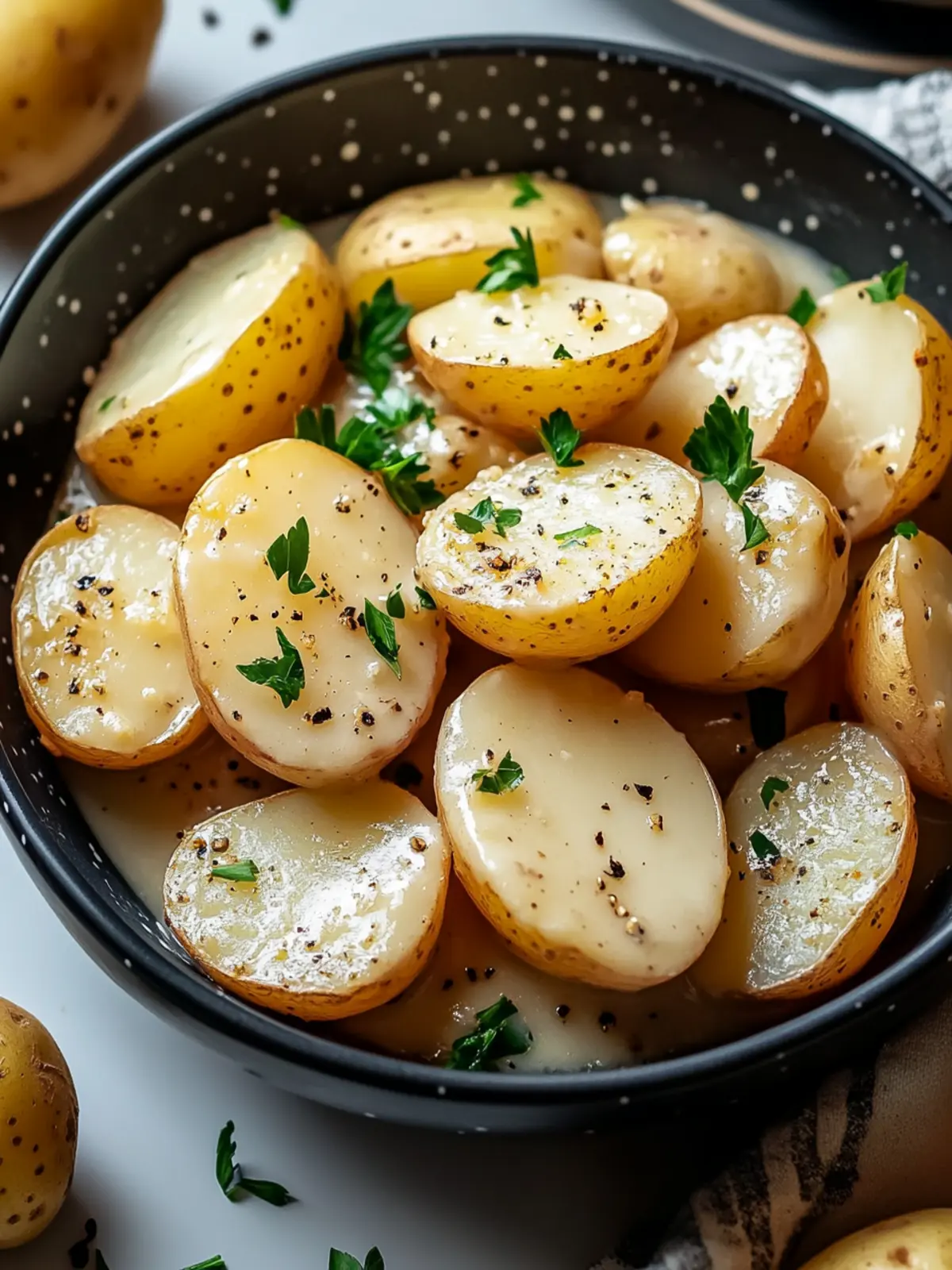 Creamy Garlic Sauce Baby Potatoes