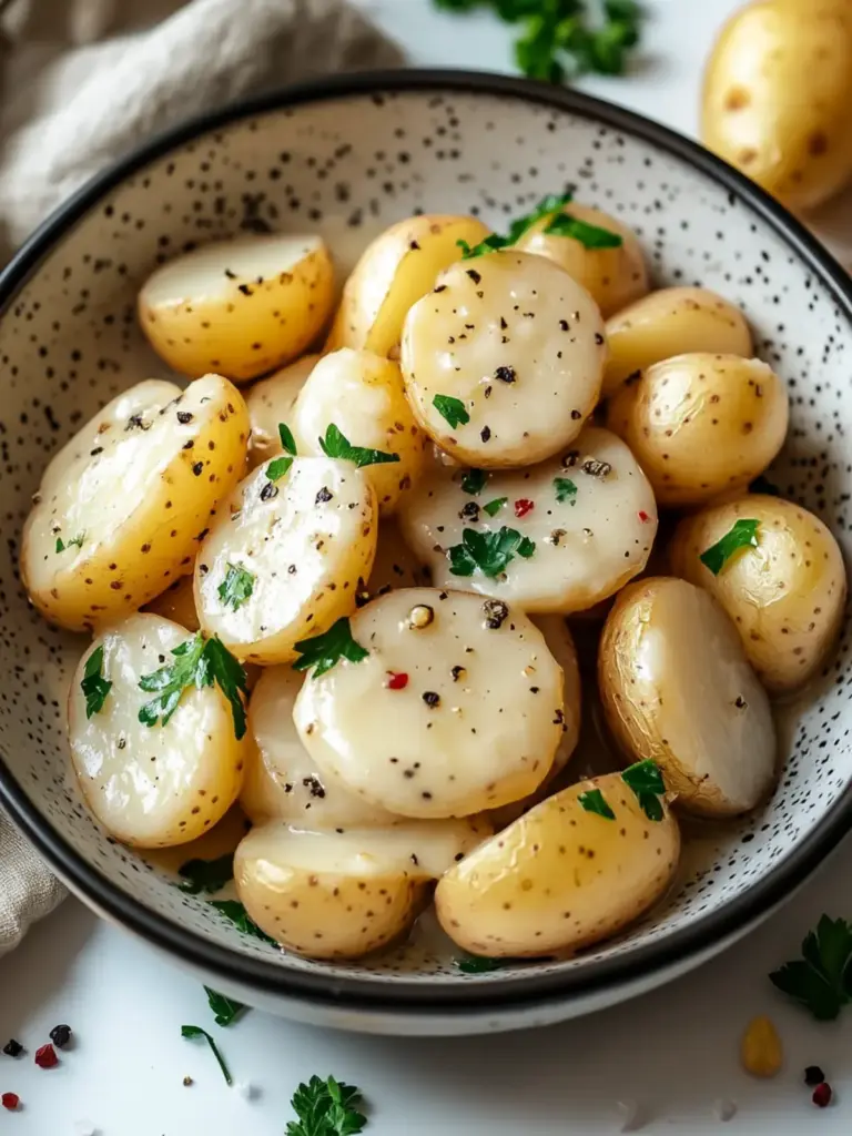 Creamy Garlic Sauce Baby Potatoes