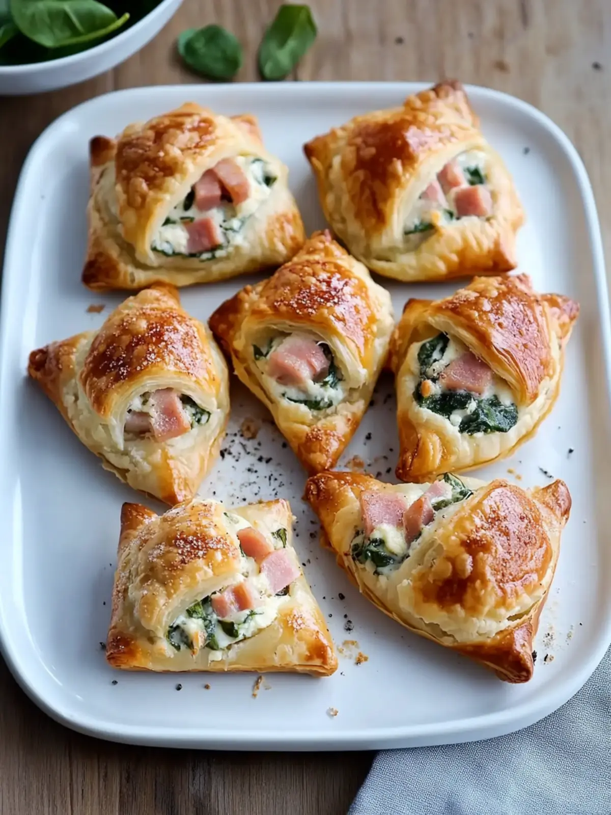 Delicious Ham Cheese & Spinach Puffs for Cozy Evenings Ham Cheese & Spinach Puffs