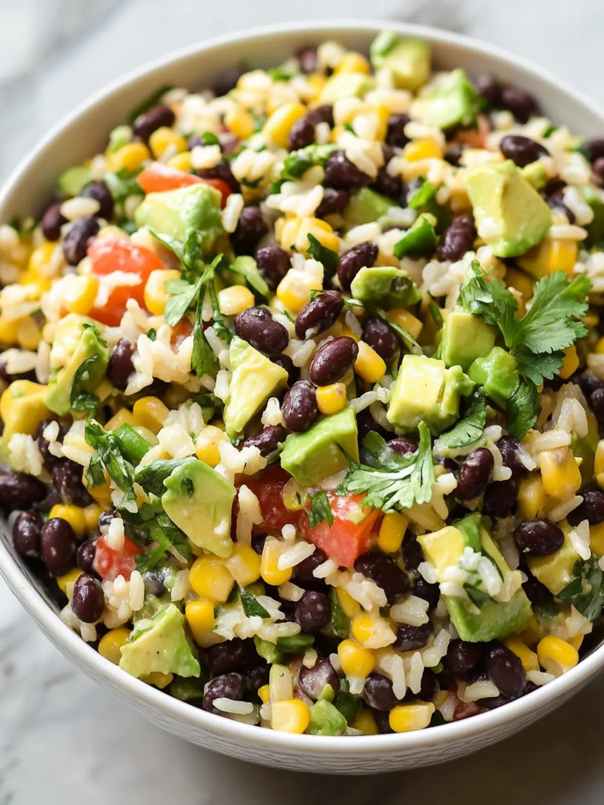 Savory Black Bean Corn Avocado Salad with Rice Delight Black Bean Corn Avocado Salad with Rice