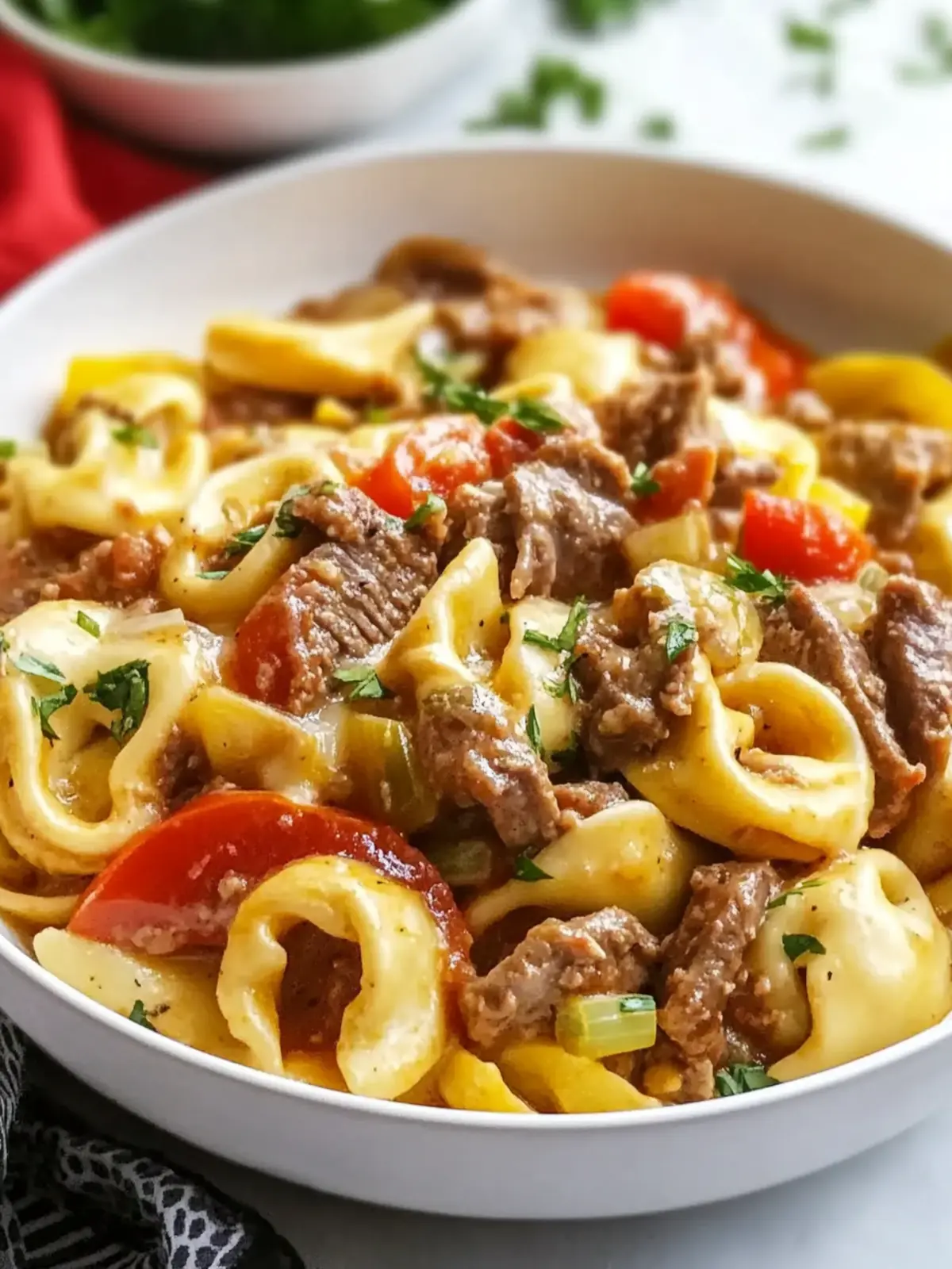 Savory Crock Pot Cheesesteak Tortellini for Cozy Nights Crock Pot Cheesesteak Tortellini