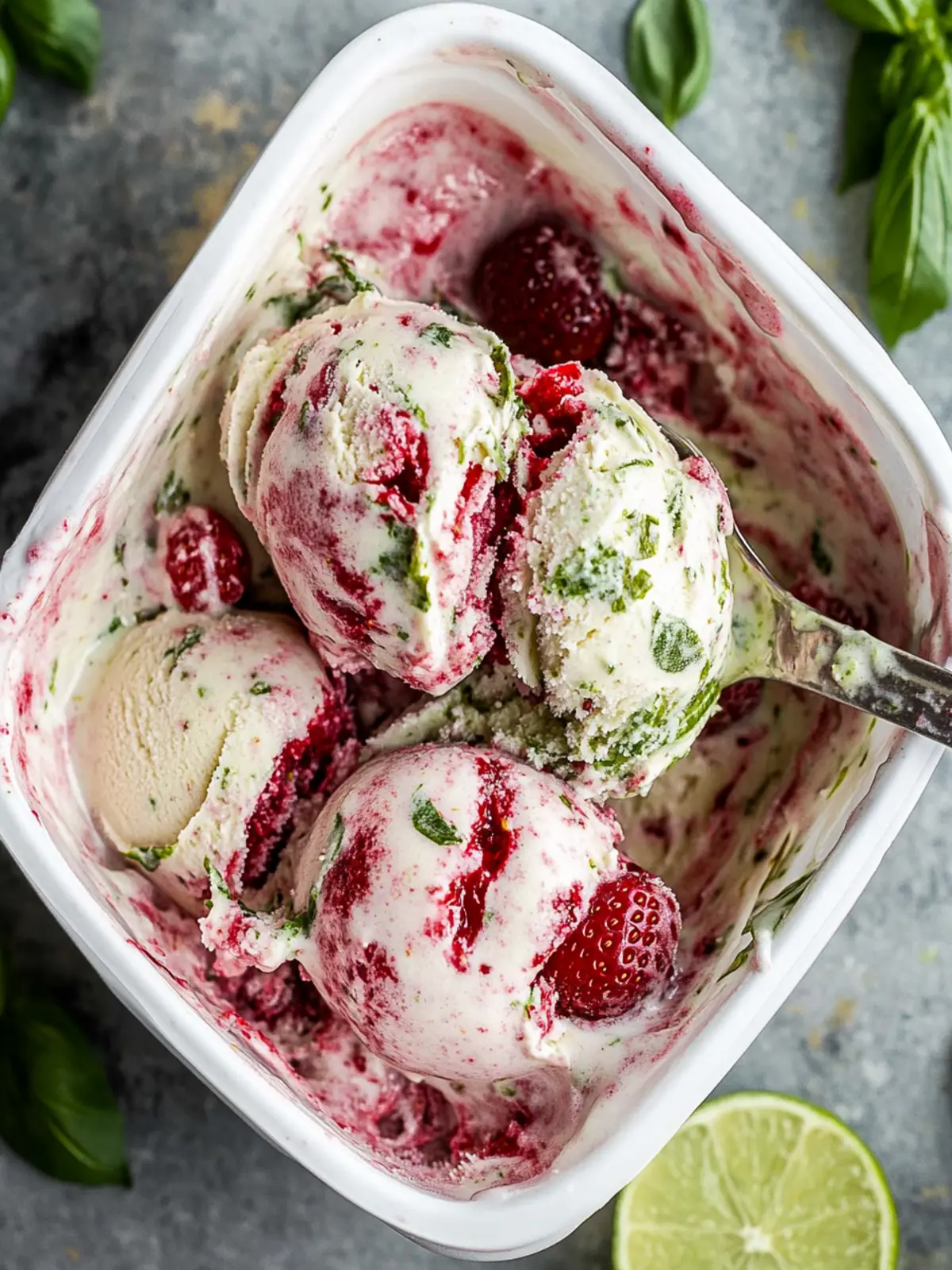 Roasted Strawberries & Lime Basil Ice Cream Bliss Awaits! Roasted Strawberries & Lime Basil Ice Cream