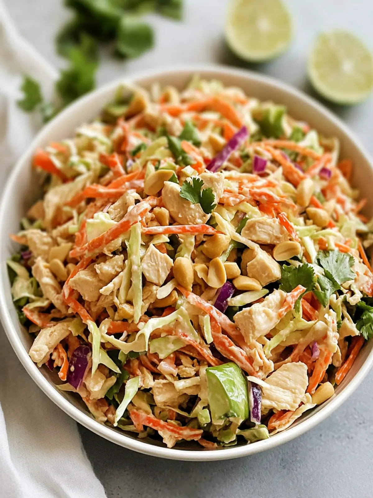 Zesty Thai Peanut Chicken Crunch Slaw Salad You'll Love Thai Peanut Chicken Crunch Slaw Salad