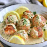 Savory Salmon Meatballs with Zesty Dijon Lemon Sauce Delight Salmon Meatballs with Dijon Lemon Sauce