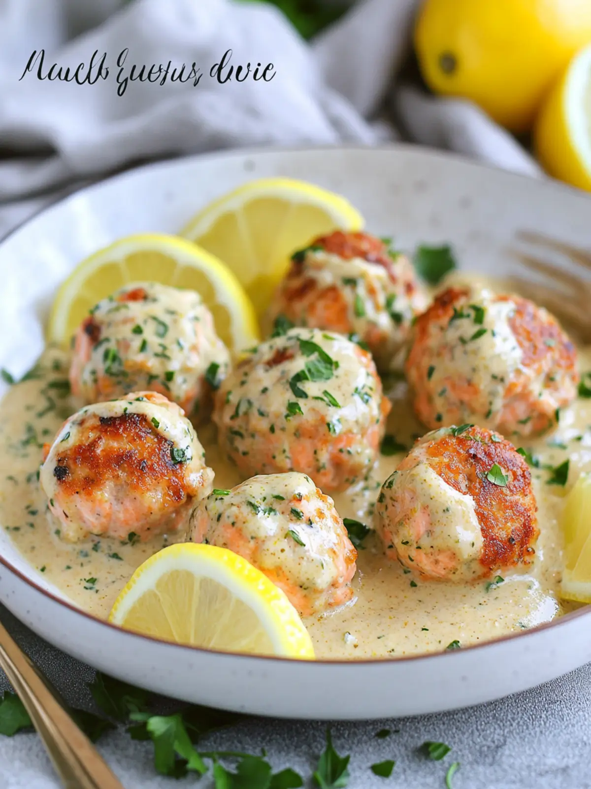Savory Salmon Meatballs with Zesty Dijon Lemon Sauce Delight Salmon Meatballs with Dijon Lemon Sauce