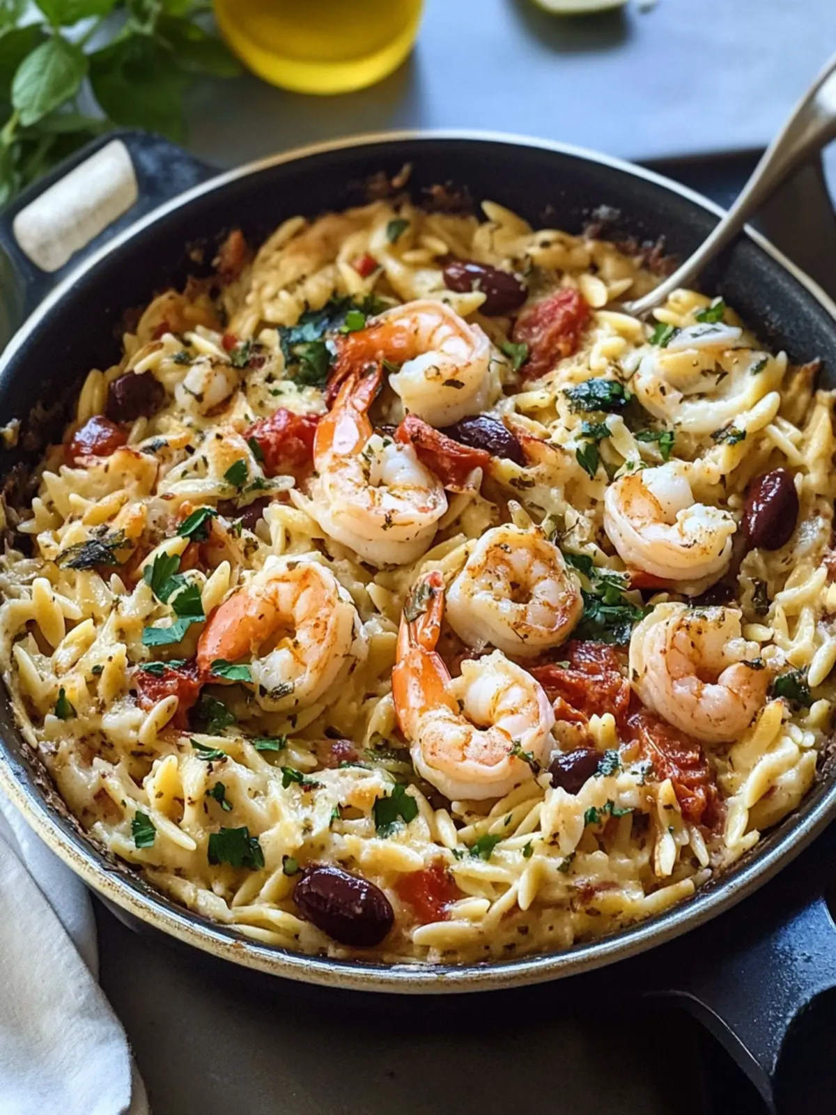Delicious One Pan Mediterranean Shrimp Orzo Bake Made Easy One Pan Mediterranean Shrimp Orzo Bake