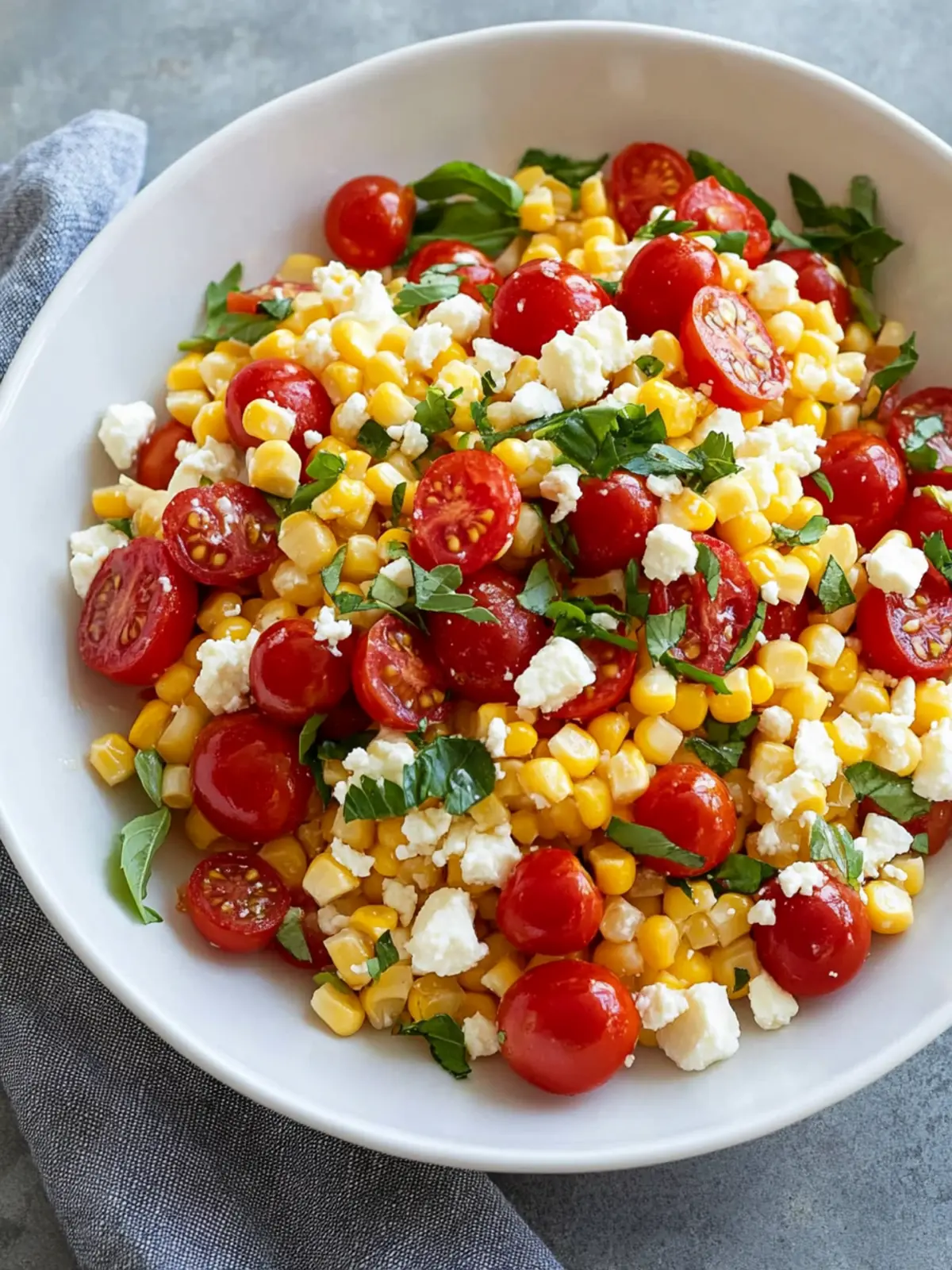 Delicious Corn, Tomato, and Feta Salad in 15 Minutes! Corn, Tomato, and Feta Salad