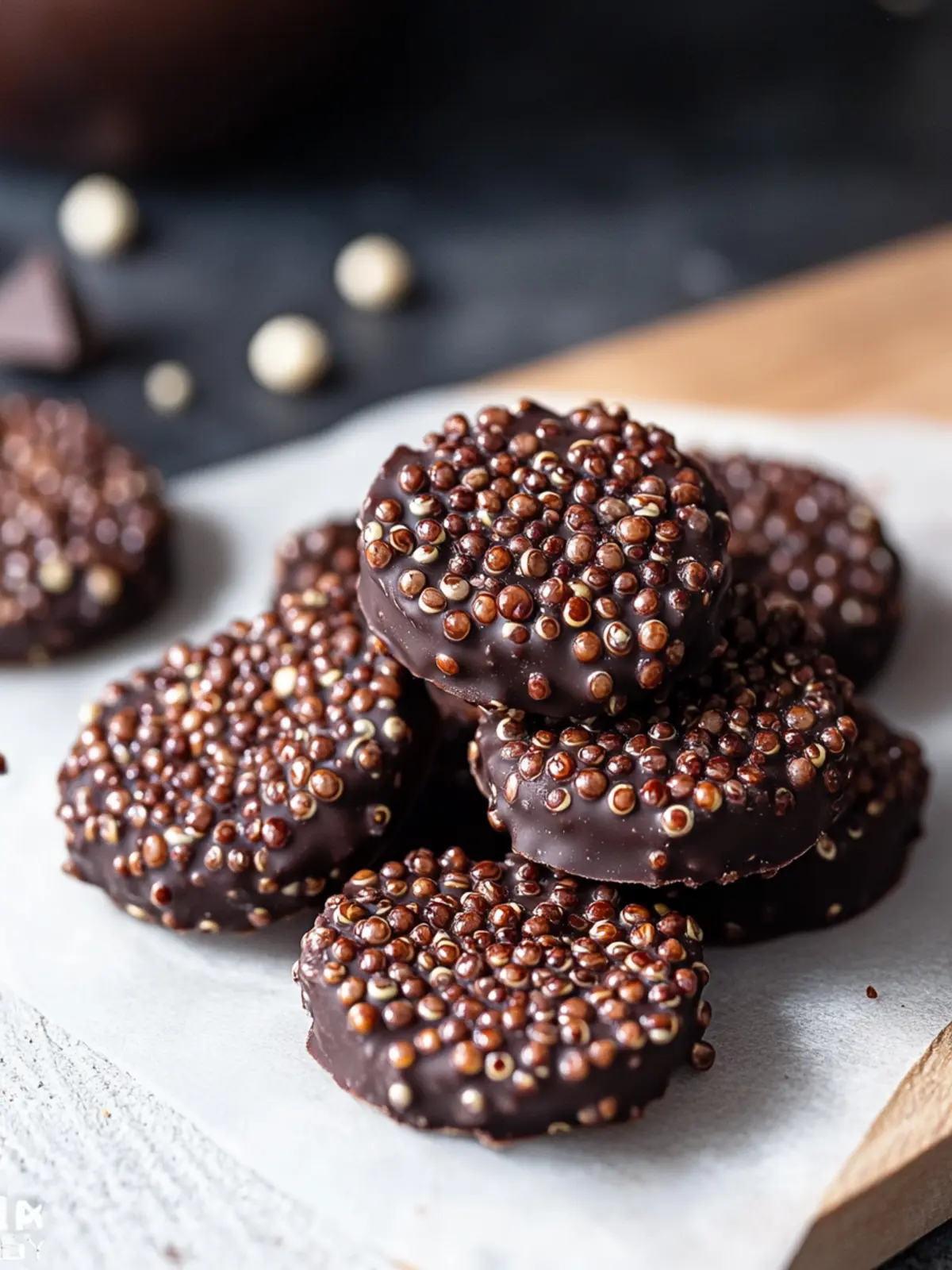 Decadent Dark Chocolate Quinoa Crisps for Guilt-Free Snacking Dark Chocolate Quinoa Crisps
