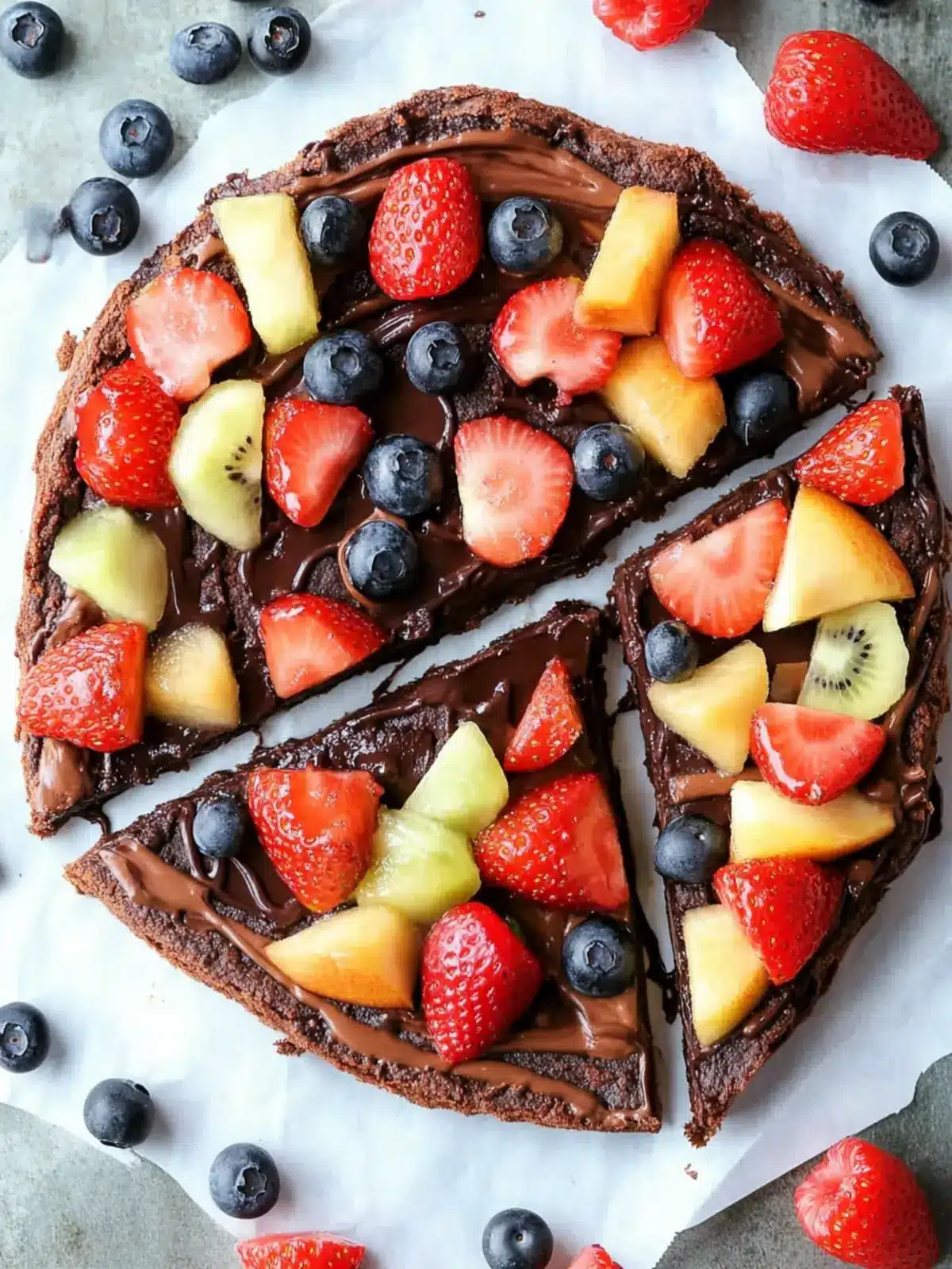 Indulge in Nutella Brownie Fruit Pizza: Delightful Treat! Nutella Brownie Fruit Pizza