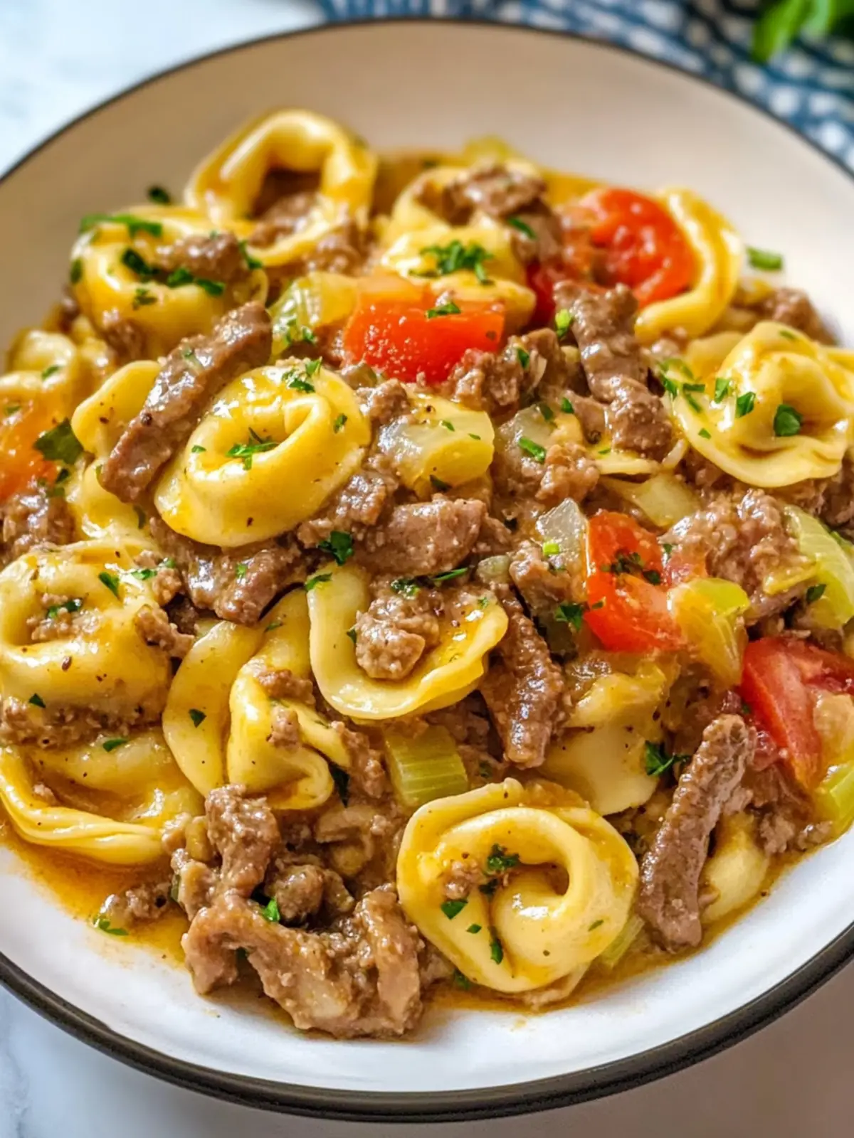 Savory Crock Pot Cheesesteak Tortellini for Cozy Nights Crock Pot Cheesesteak Tortellini