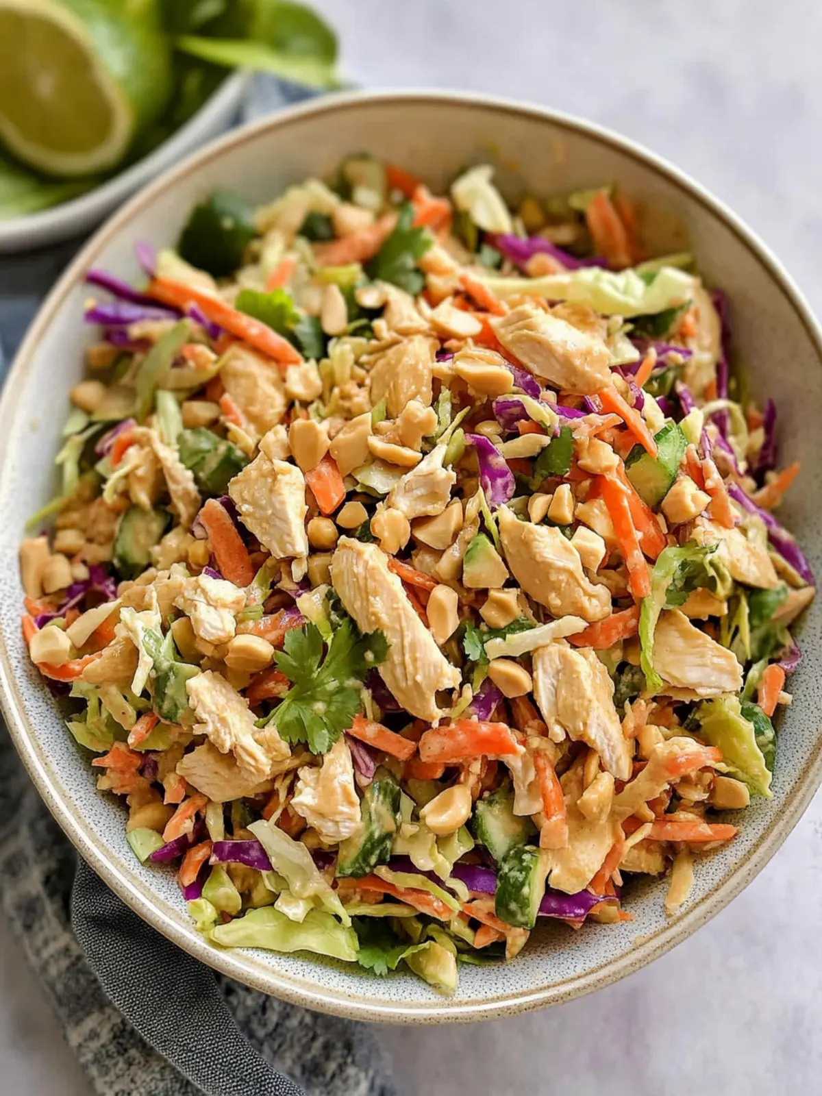 Zesty Thai Peanut Chicken Crunch Slaw Salad You'll Love Thai Peanut Chicken Crunch Slaw Salad