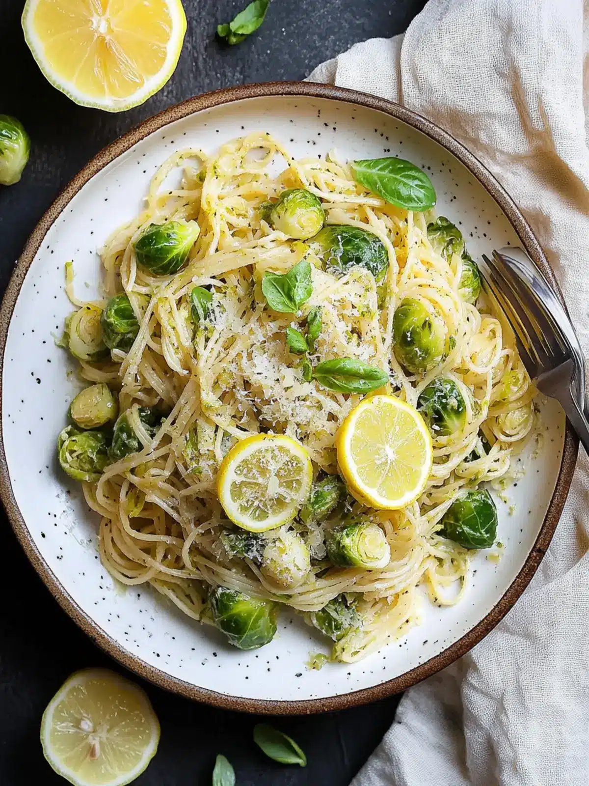 Zesty Lemon Parmesan Brussels Sprout Pasta in 35 Minutes Lemon Parmesan Brussels Sprout Pasta
