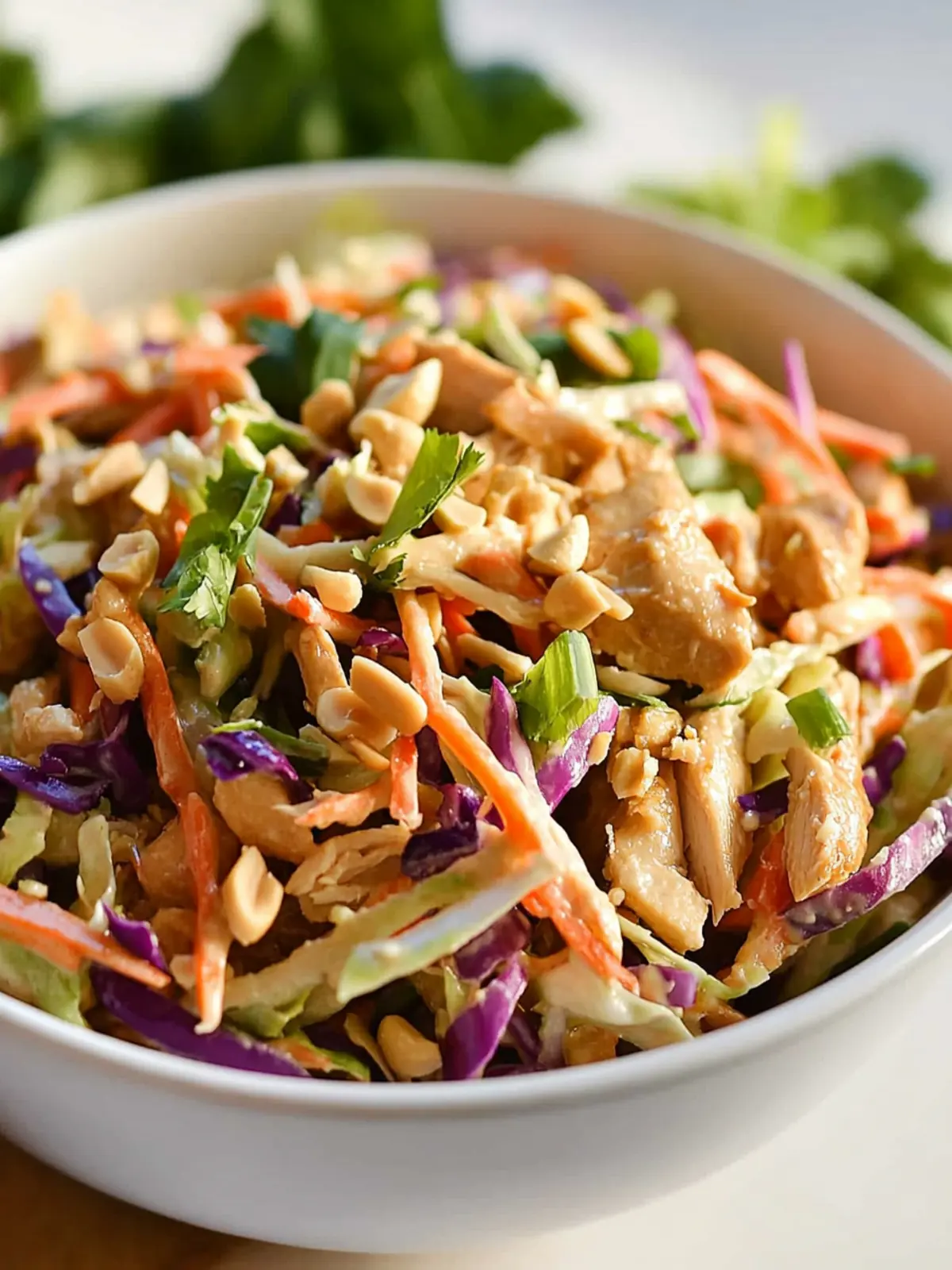 Zesty Thai Peanut Chicken Crunch Slaw Salad You'll Love Thai Peanut Chicken Crunch Slaw Salad