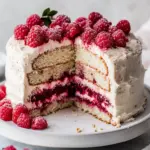 Mouthwatering Almond Raspberry Cake with Vegan Cream Frosting Almond Raspberry Cake