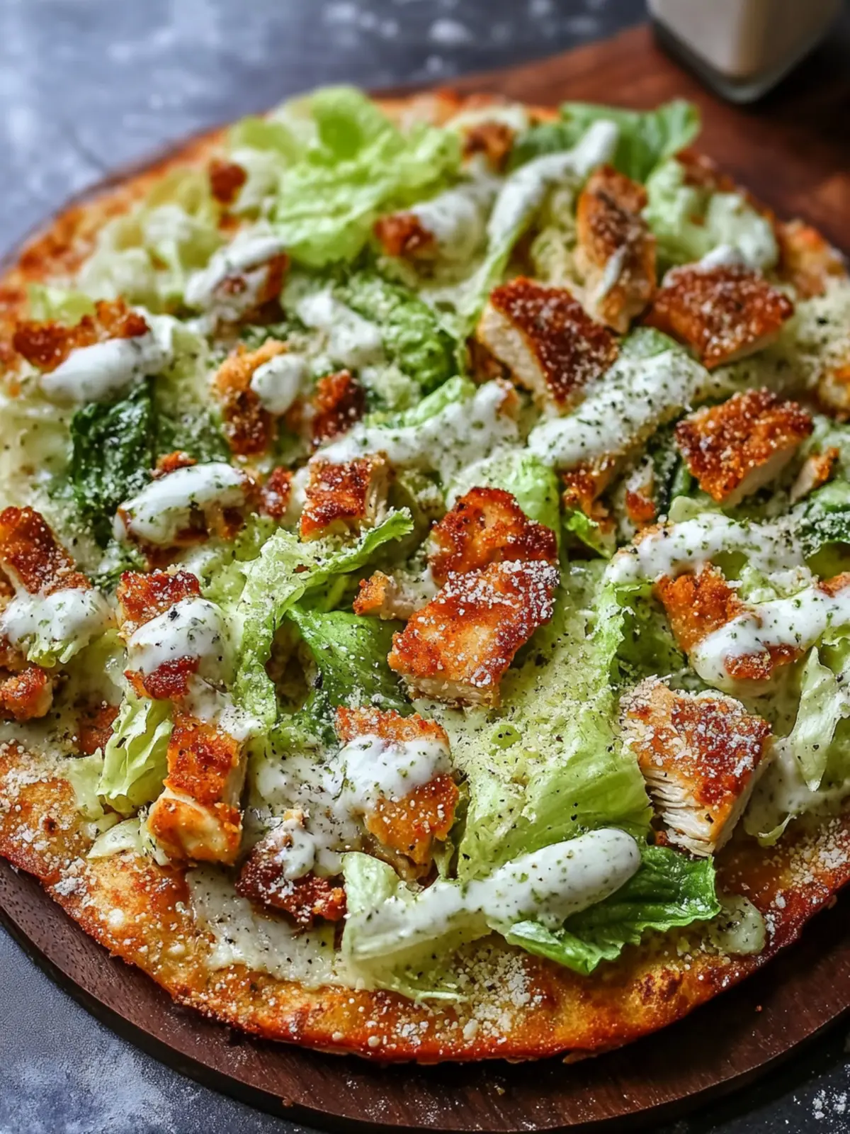 Delicious Chicken Crust Caesar Salad Pizza That's a Game Changer Chicken Crust Caesar Salad Pizza