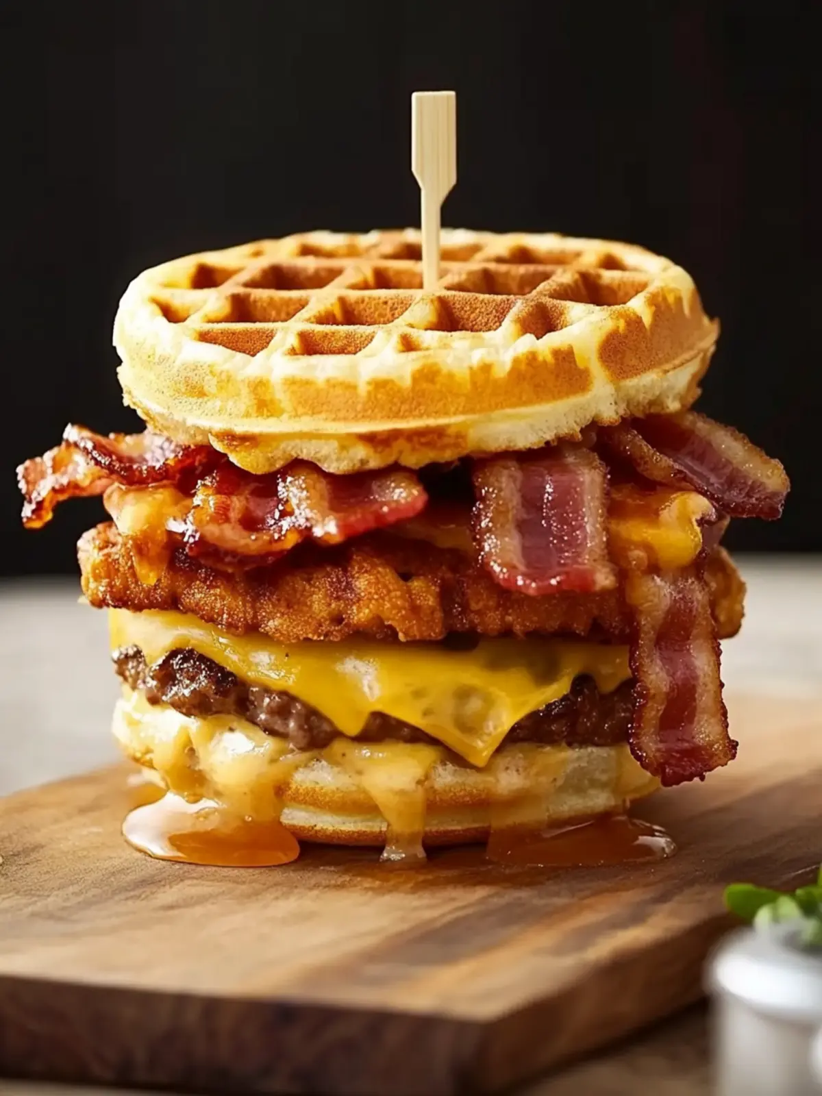Maple Bacon Waffle Burger: A Sweet and Savory Delight Maple Bacon Waffle Burger