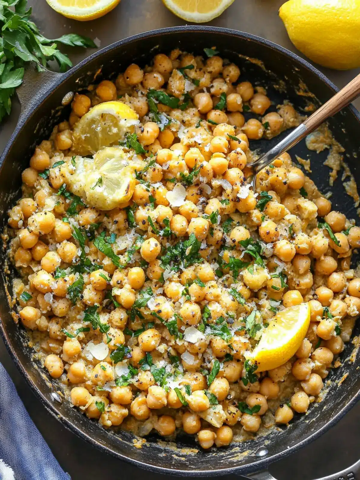 Zesty Chickpea Lemon Skillet for a Quick, Creamy Delight Chickpea Lemon Skillet