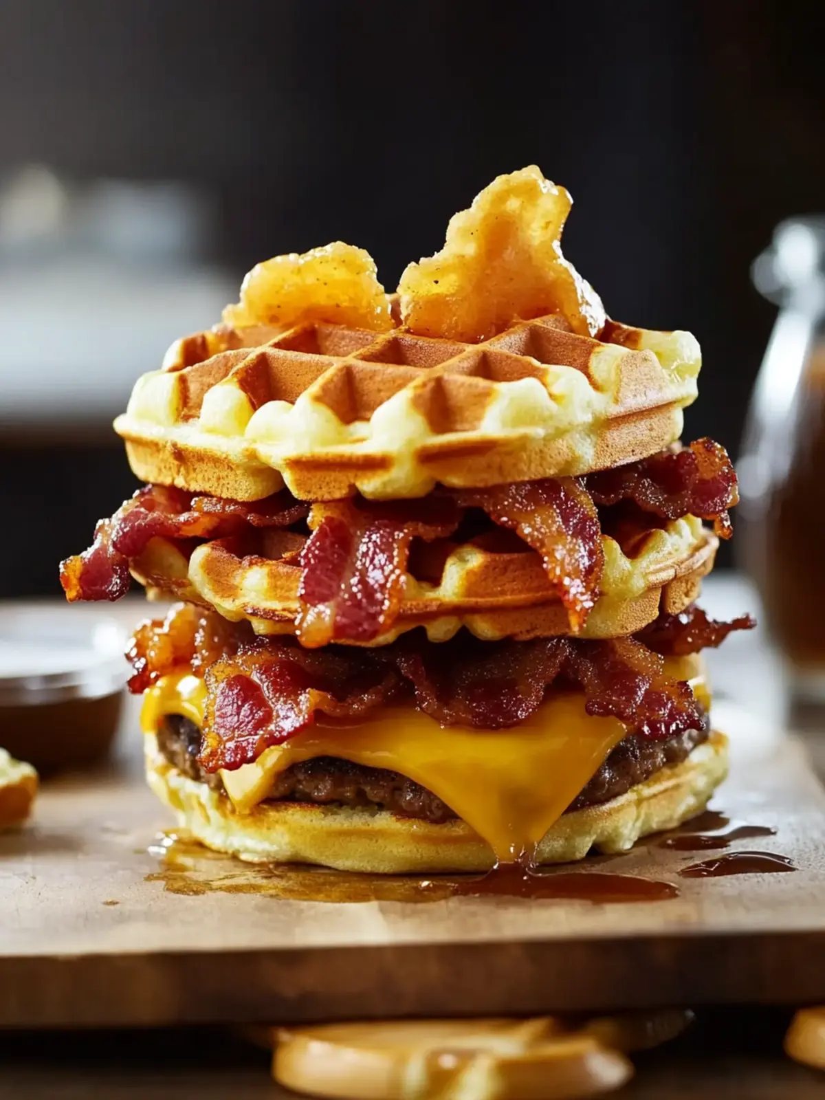 Maple Bacon Waffle Burger: A Sweet and Savory Delight Maple Bacon Waffle Burger