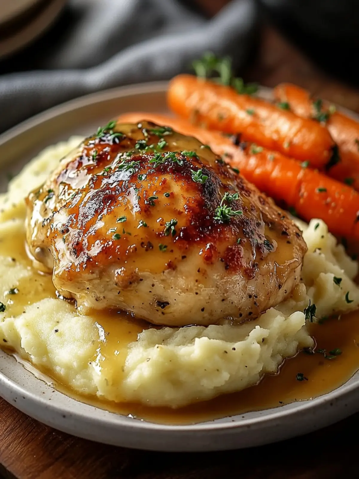 Creamy Chicken with Mashed Potatoes & Glazed Carrots Bliss Chicken with Mashed Potatoes & Glazed Carrots