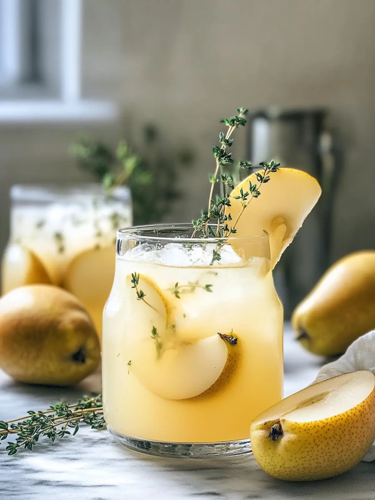 Refreshing Pear Thyme Pitcher Mocktail for Perfect Parties Pear Thyme Pitcher Mocktail