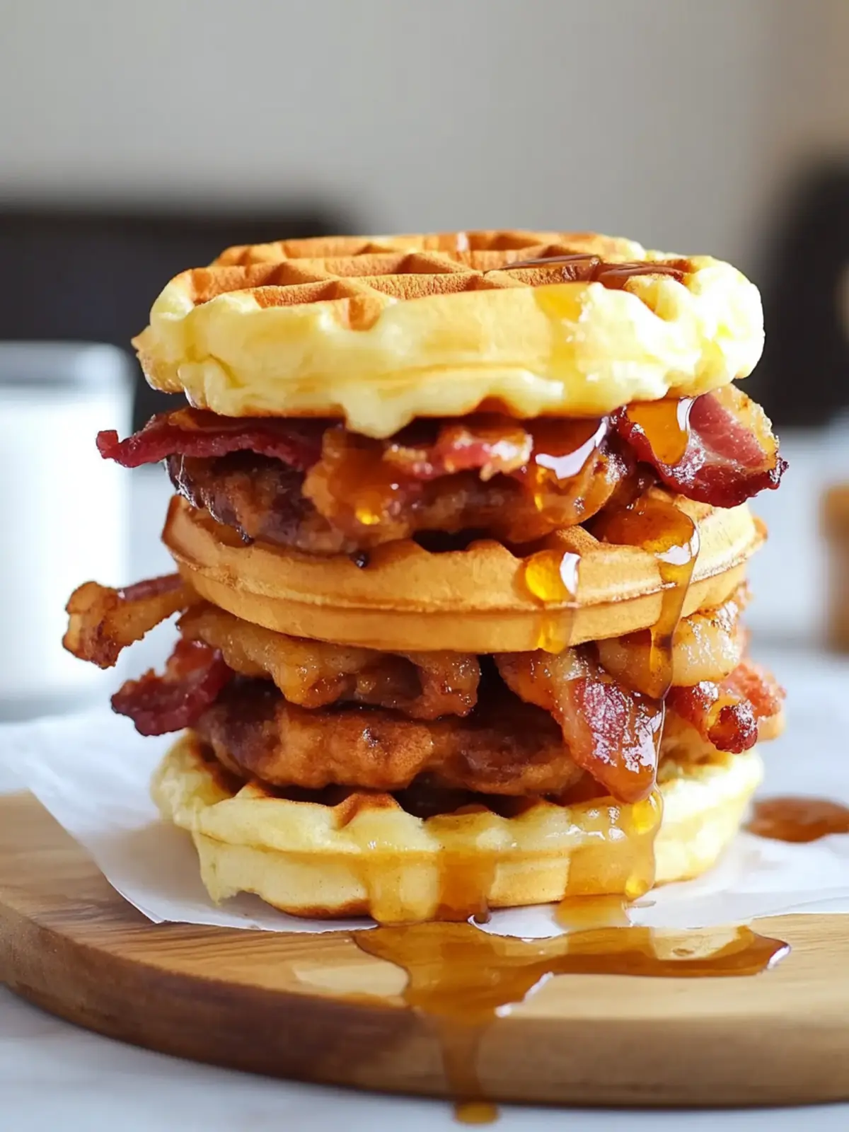 Maple Bacon Waffle Burger: A Sweet and Savory Delight Maple Bacon Waffle Burger