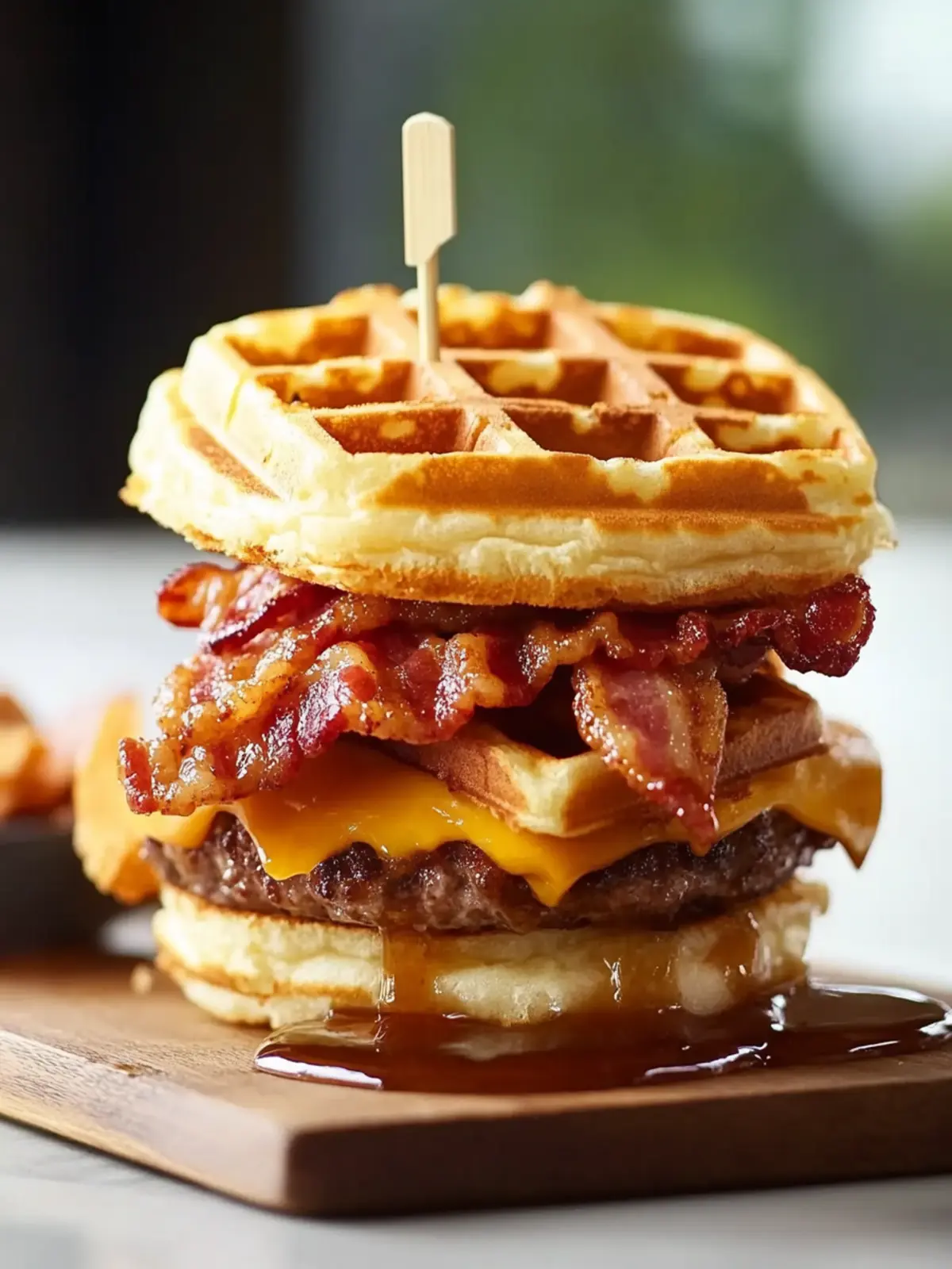 Maple Bacon Waffle Burger: A Sweet and Savory Delight Maple Bacon Waffle Burger