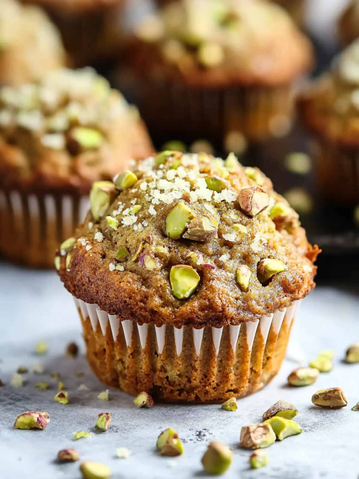 Irresistible Pistachio Muffins with Crunchy Crumble Topping Pistachio Muffins