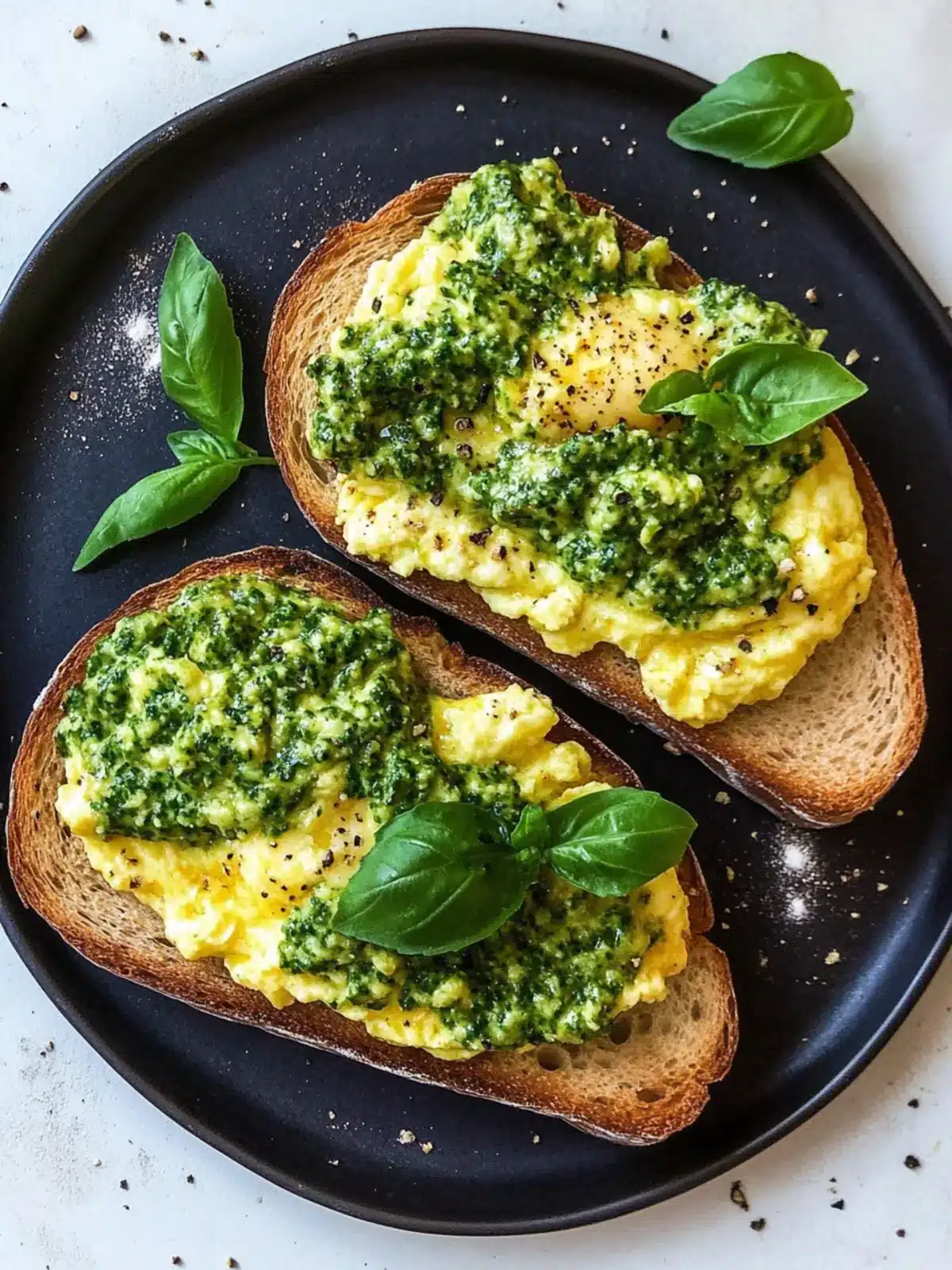 Pesto & Scrambled Eggs on Toast: A Quick Flavor Boost Pesto & Scrambled Eggs on Toast