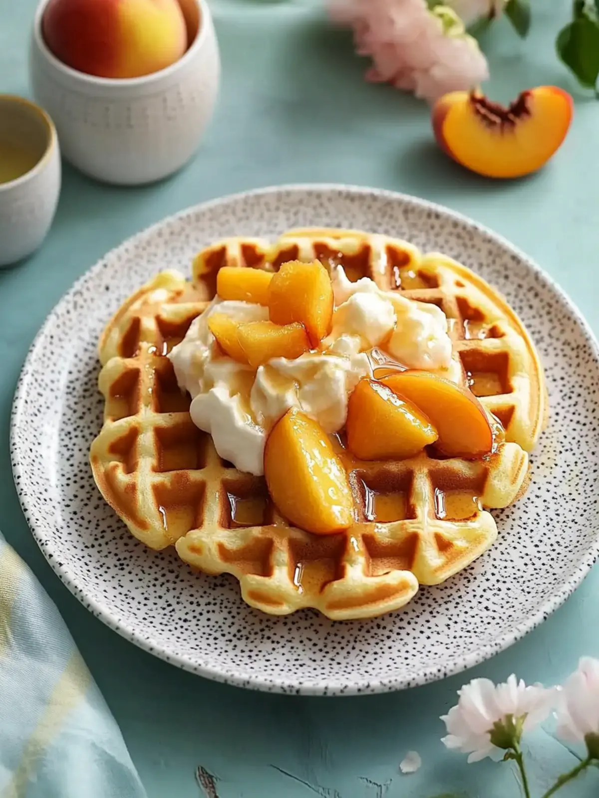 Fluffy Peach Waffles for Sweet Weekend Mornings Peach Waffles