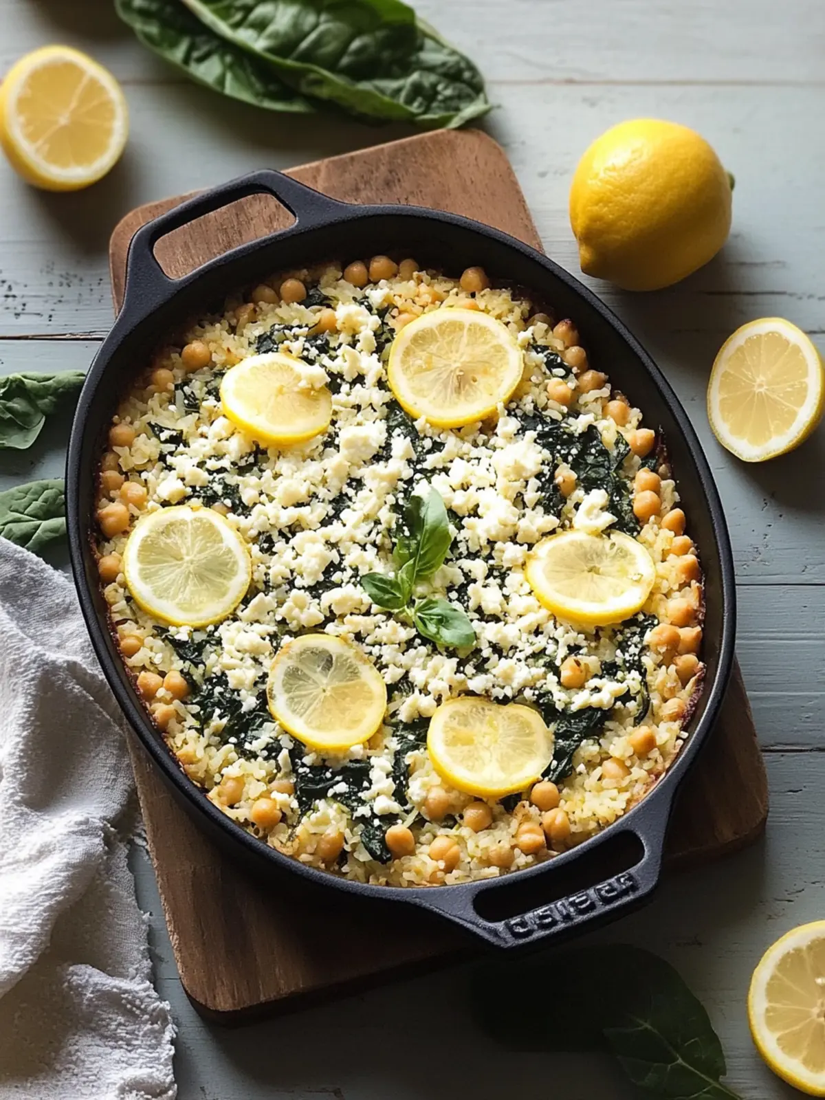 Irresistible Lemony Spinach Feta Rice Casserole with Chickpeas Lemony Spinach Feta Rice Casserole with Chickpeas