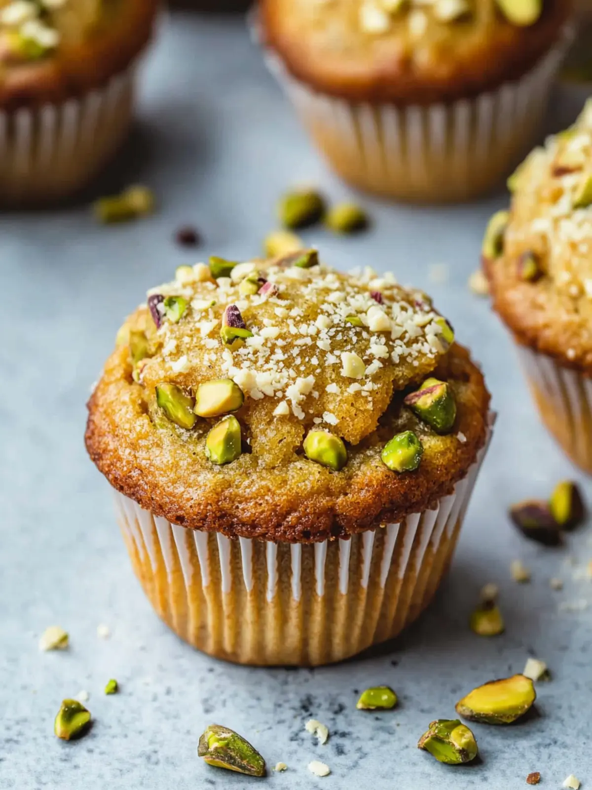 Irresistible Pistachio Muffins with Crunchy Crumble Topping Pistachio Muffins