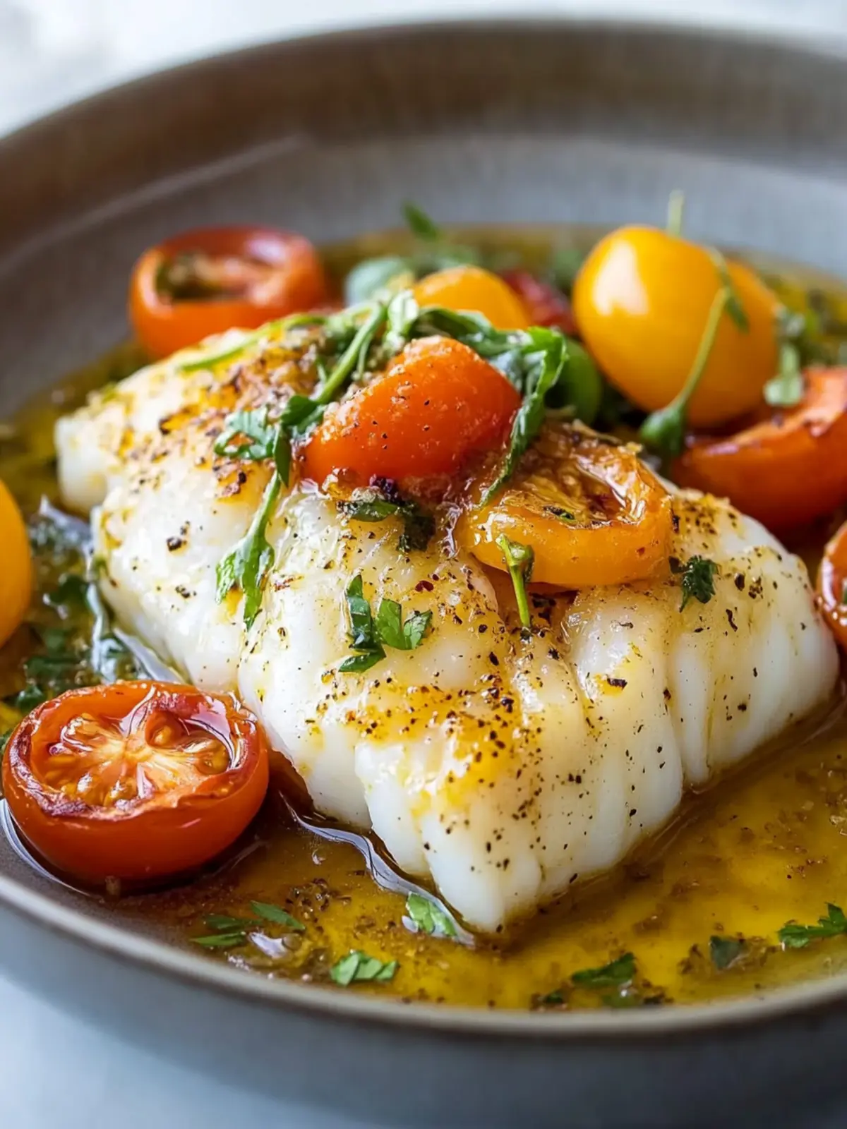 Delicious Pan-Seared Cod in Zesty Tomato Basil Sauce Pan-Seared Cod