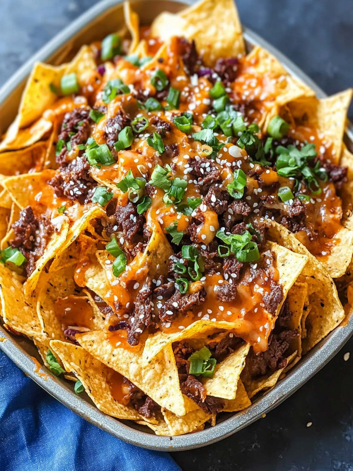 Korean Beef Nachos: A Bold Twist on Your Game Night Snack! KOREAN BEEF NACHOS