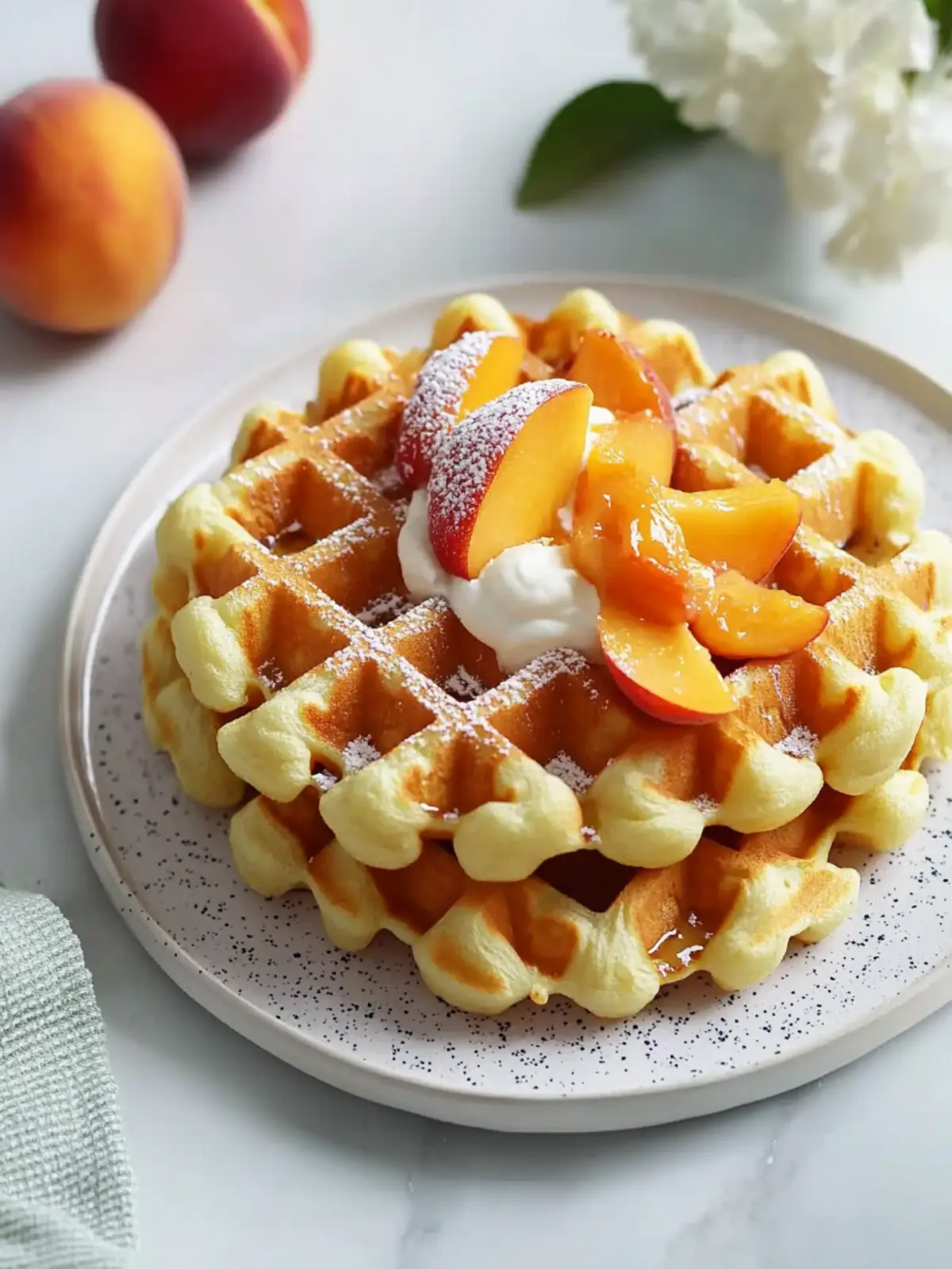 Fluffy Peach Waffles for Sweet Weekend Mornings Peach Waffles