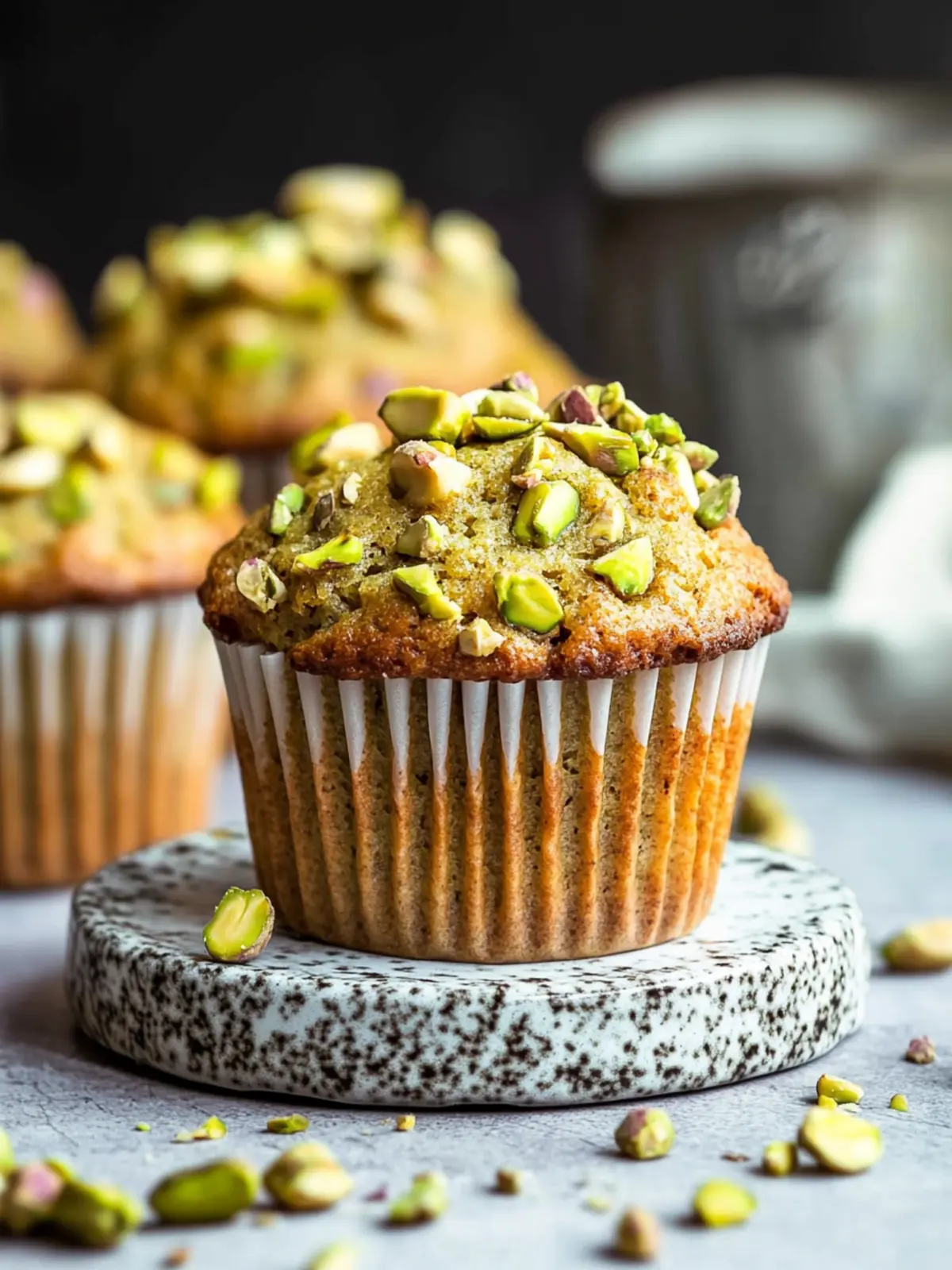 Irresistible Pistachio Muffins with Crunchy Crumble Topping Pistachio Muffins