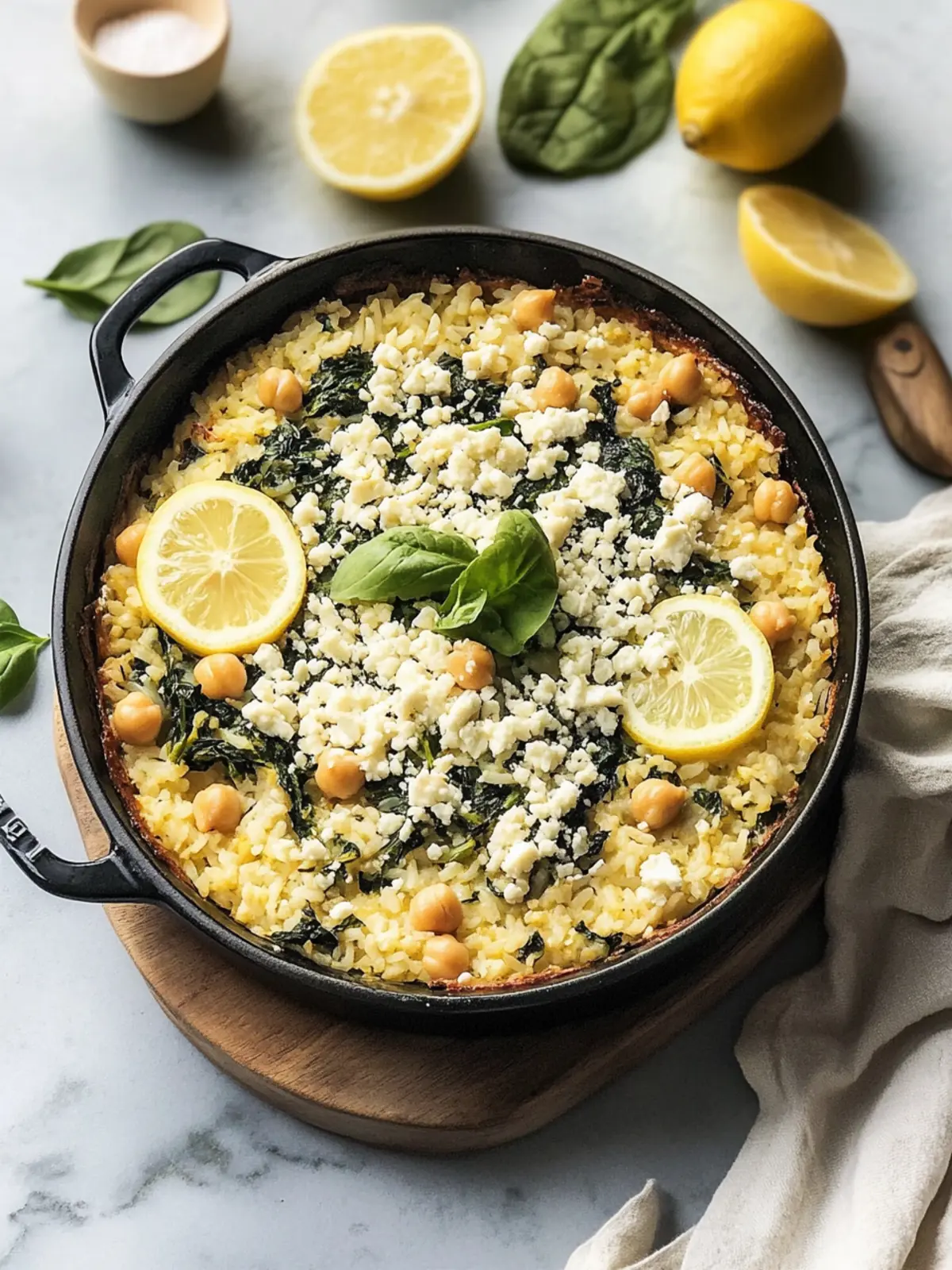 Irresistible Lemony Spinach Feta Rice Casserole with Chickpeas Lemony Spinach Feta Rice Casserole with Chickpeas