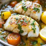 Delicious Pan-Seared Cod in Zesty Tomato Basil Sauce Pan-Seared Cod