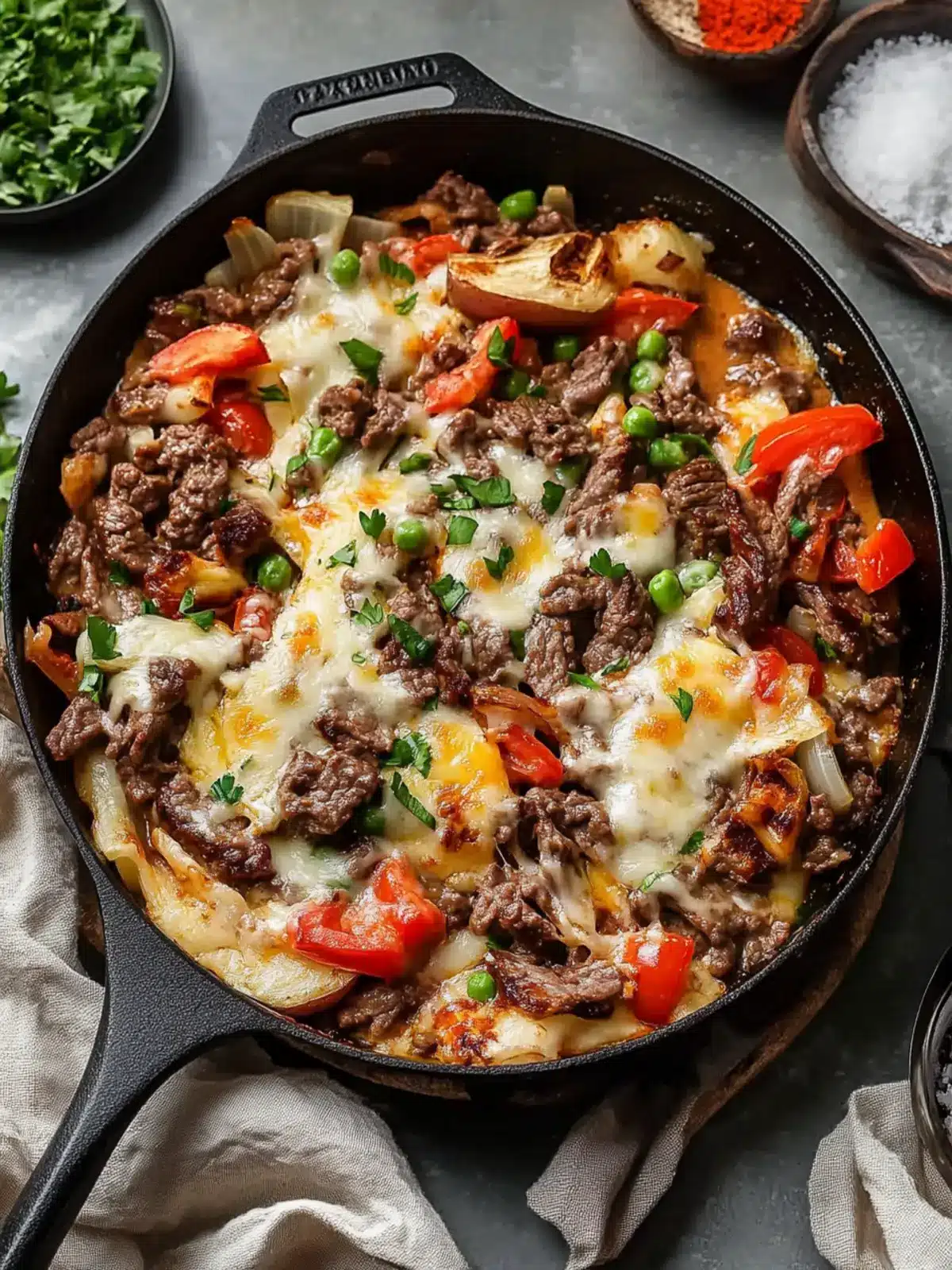 Savory Philly Cheese Beef Skillet Ready in 20 Minutes Philly Cheese Beef Skillet