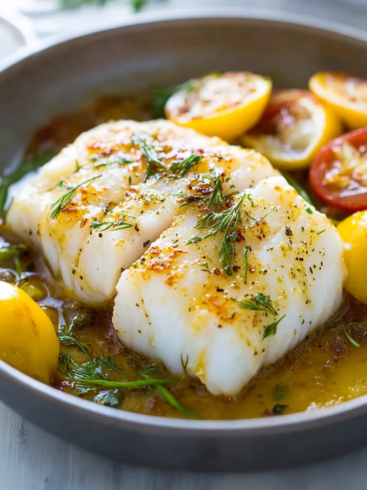 Delicious Pan-Seared Cod in Zesty Tomato Basil Sauce Pan-Seared Cod