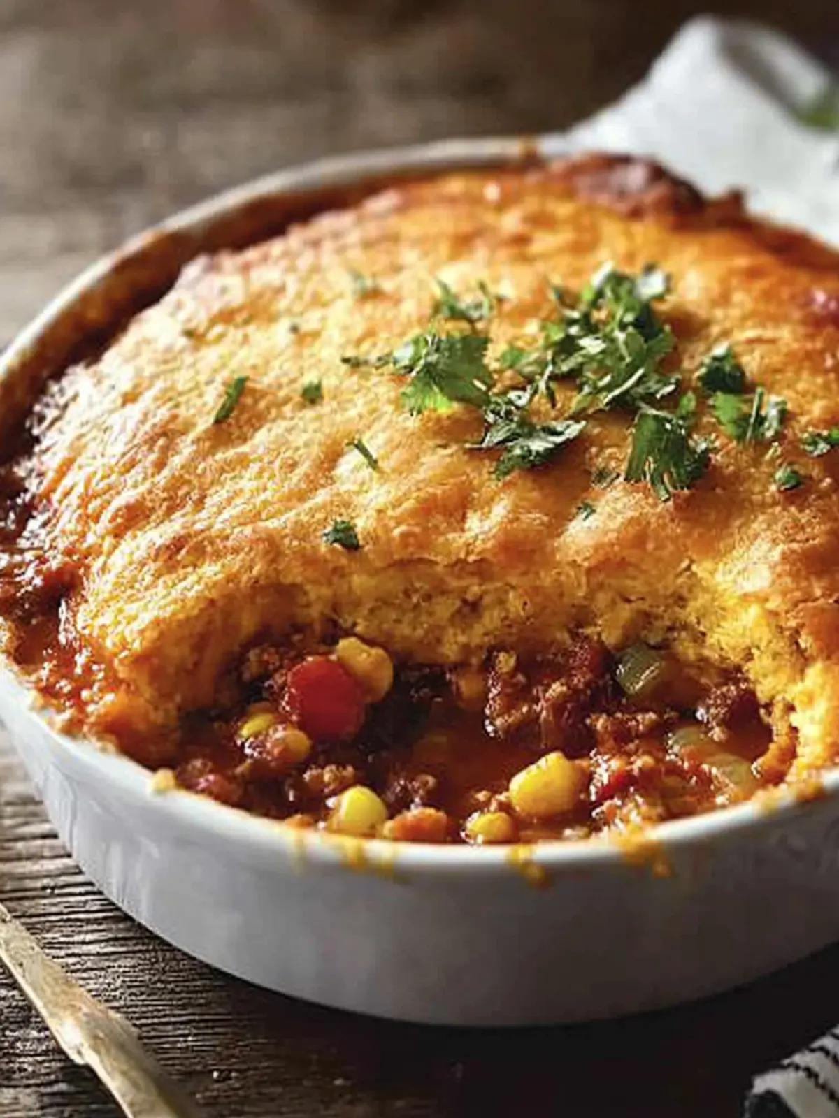 Hearty Chili Pot Pie with Cornbread Crust You’ll Love! Chili Pot Pie with Cornbread Crust