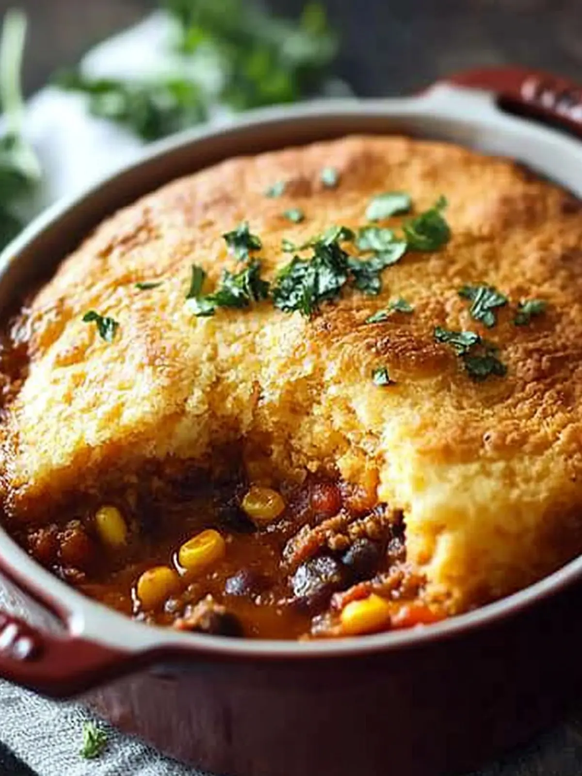 Hearty Chili Pot Pie with Cornbread Crust You’ll Love! Chili Pot Pie with Cornbread Crust