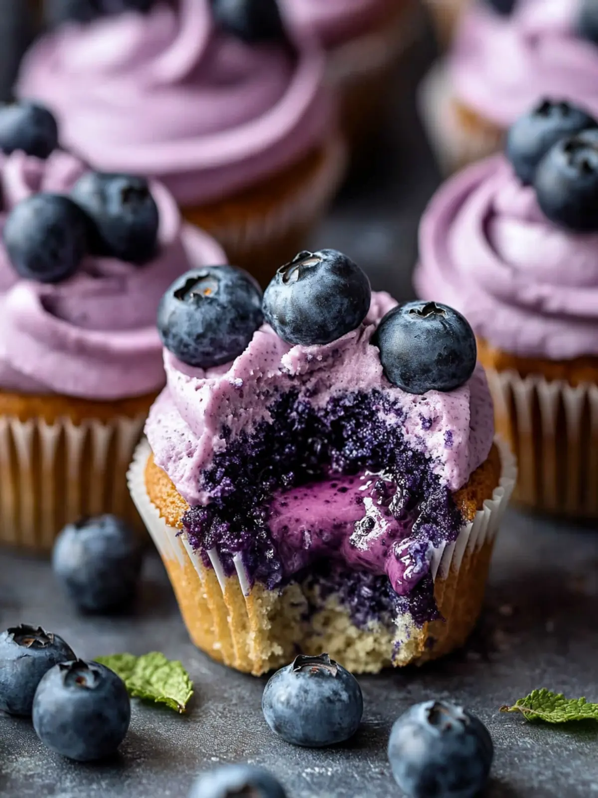 Irresistible Blueberry Cupcakes with Tangy Blueberry Filling Blueberry Cupcakes with Blueberry Filling
