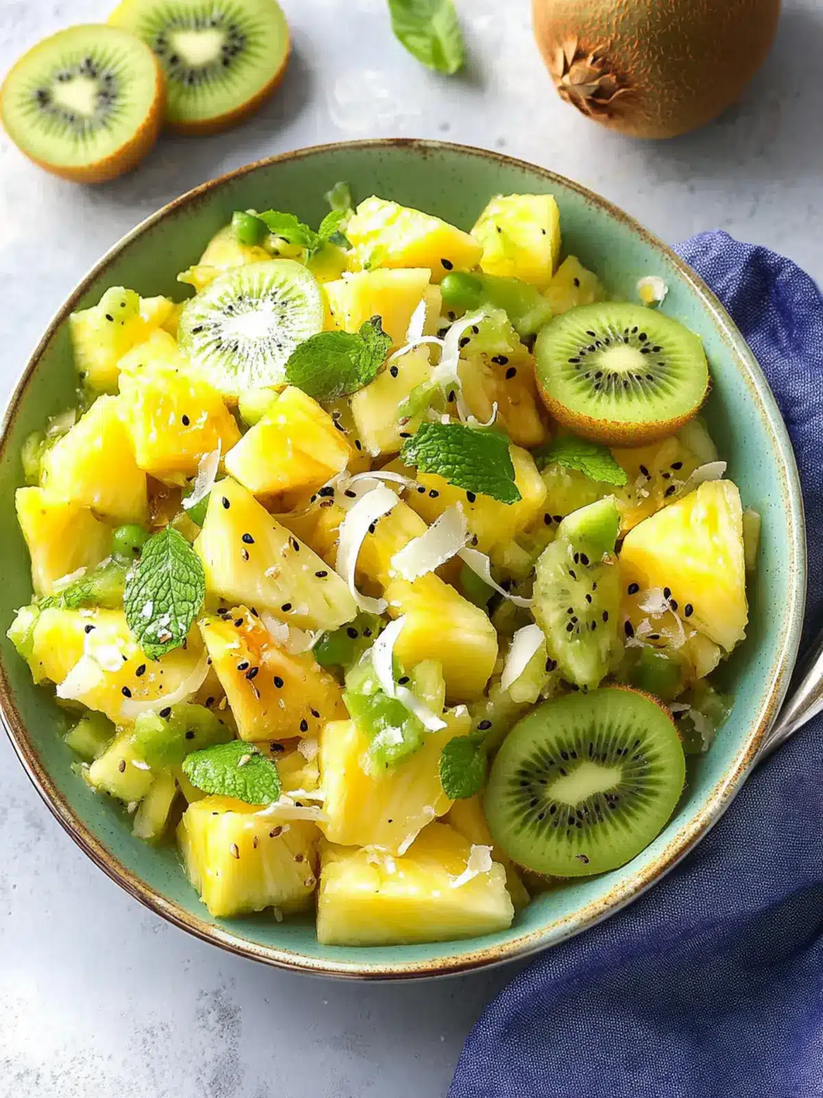 Tropical Pineapple Kiwi Salad with Toasted Coconut Delight Pineapple Kiwi Salad