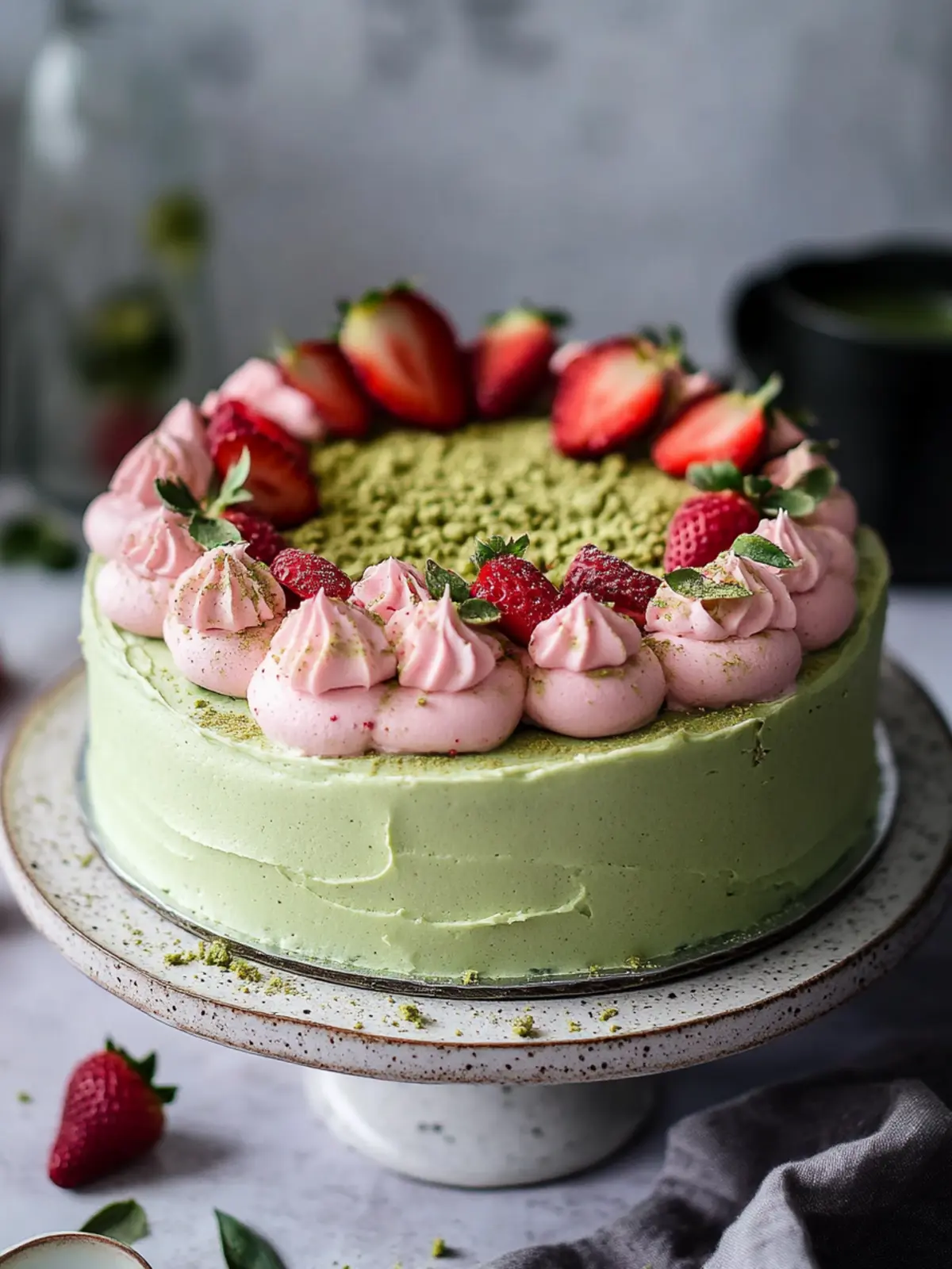 Delight in Homemade Strawberry Matcha Cake Bliss Strawberry Matcha Cake