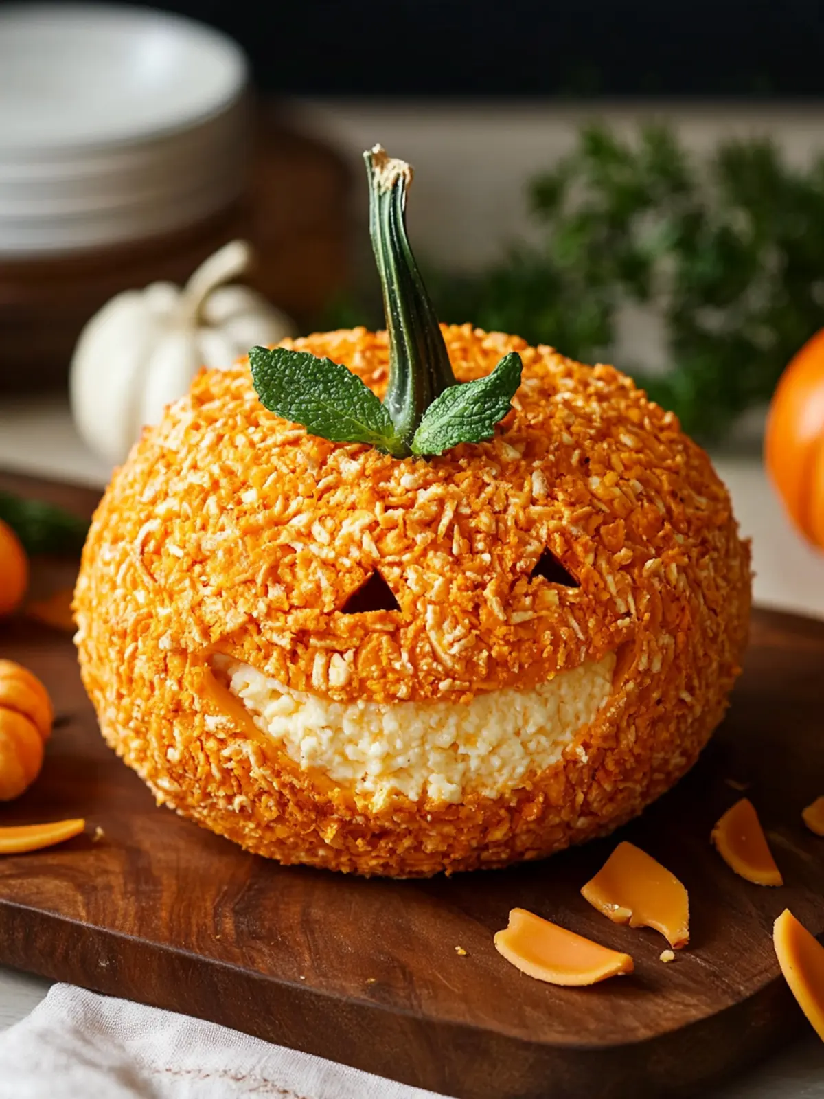 Delicious Pumpkin-Shaped Cheese Ball for Your Next Gathering Pumpkin-Shaped Cheese Ball